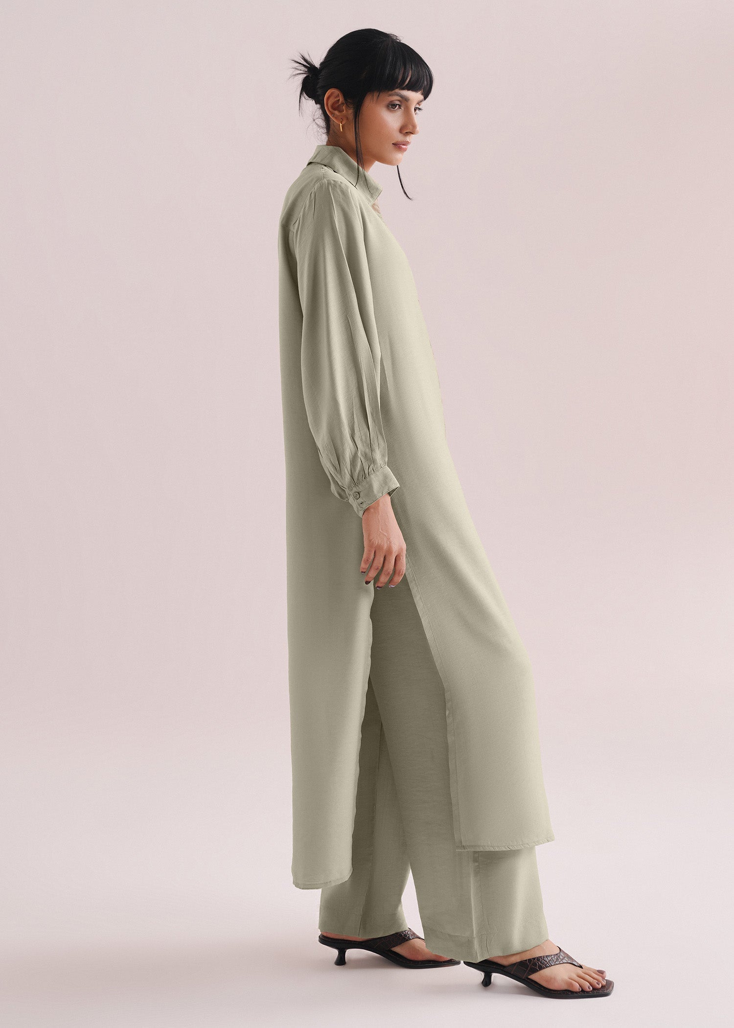 Button Down Textured Long Dress- WS26-227