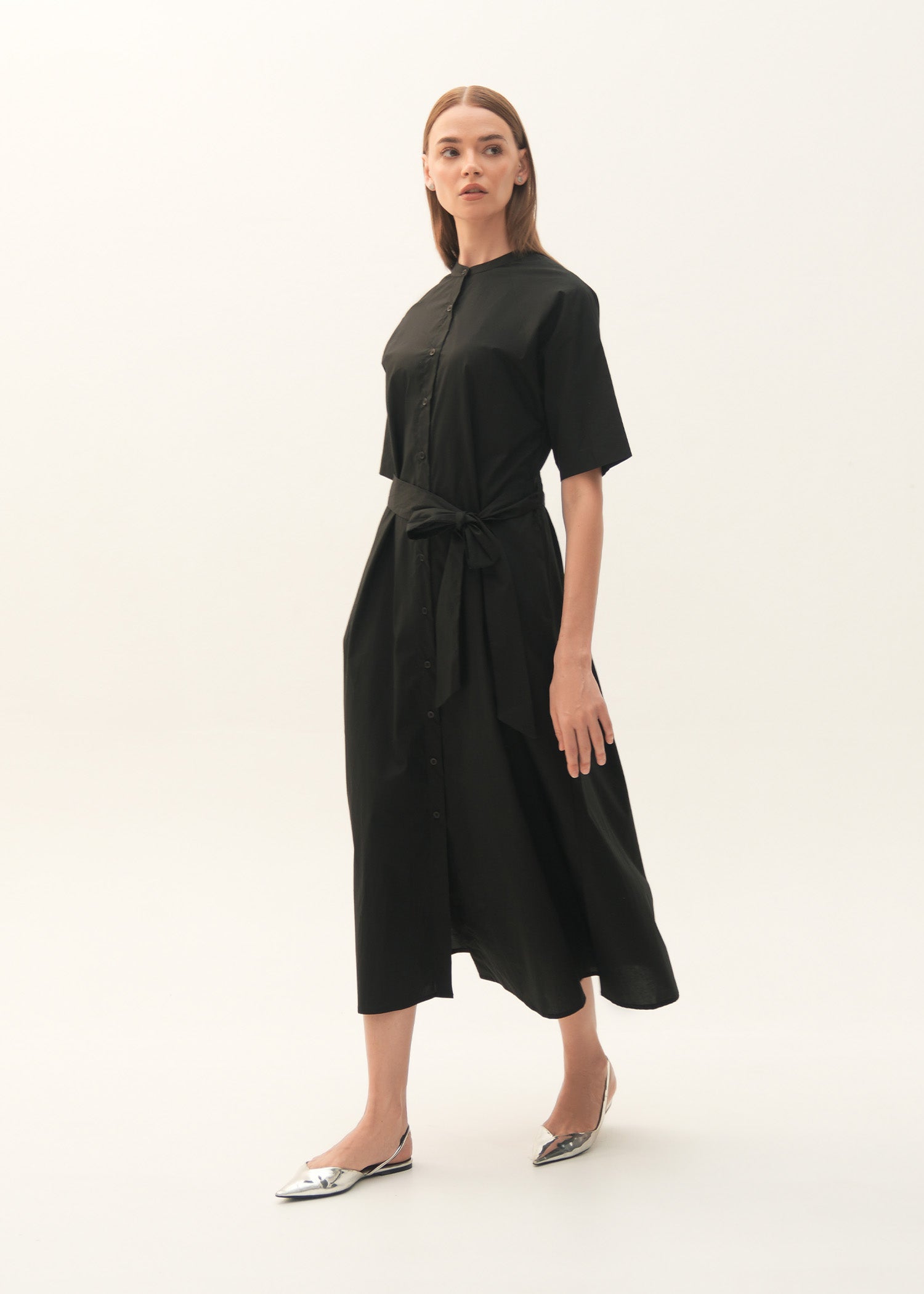 Flared Cotton Dress With Raglan Sleeves - KOA