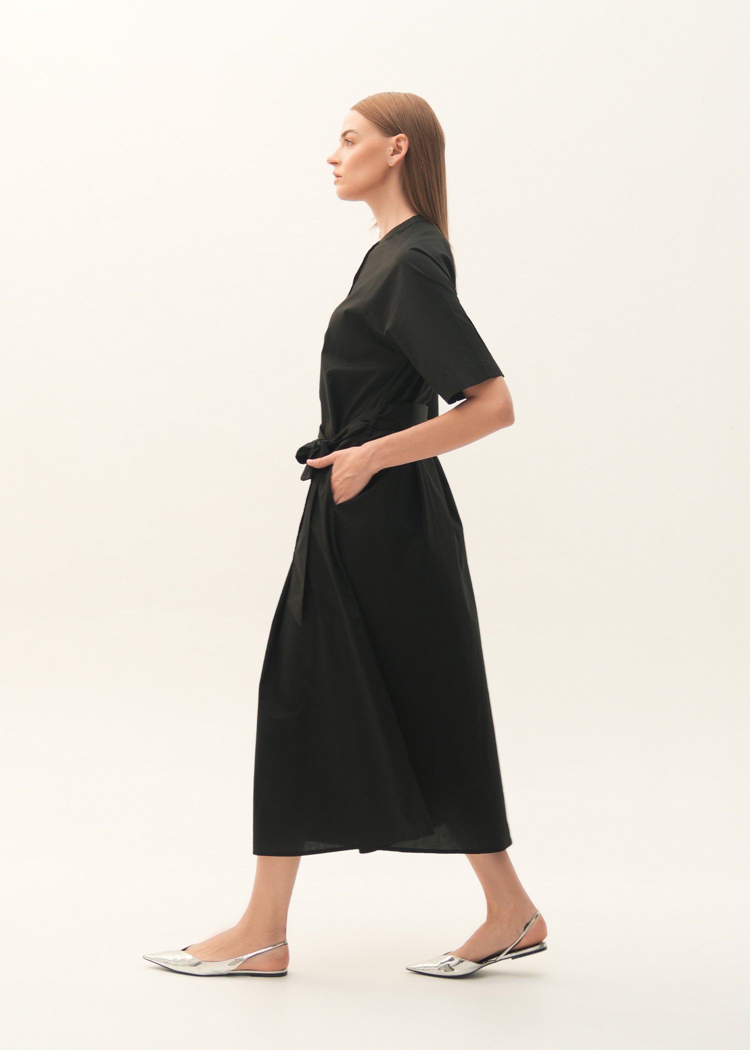 Flared Cotton Dress With Raglan Sleeves - KOA