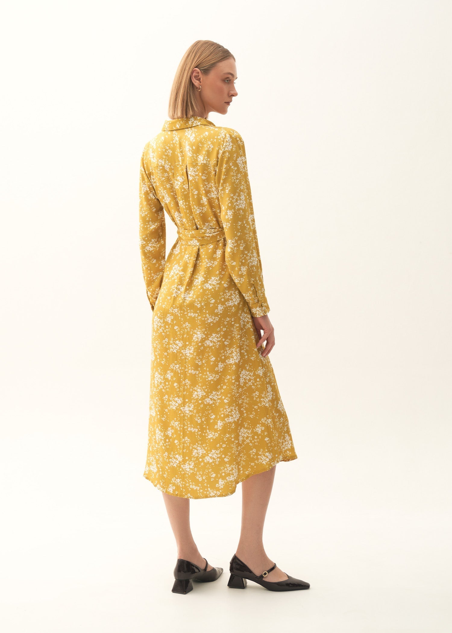 Printed Flared Dress With Belt - KOA