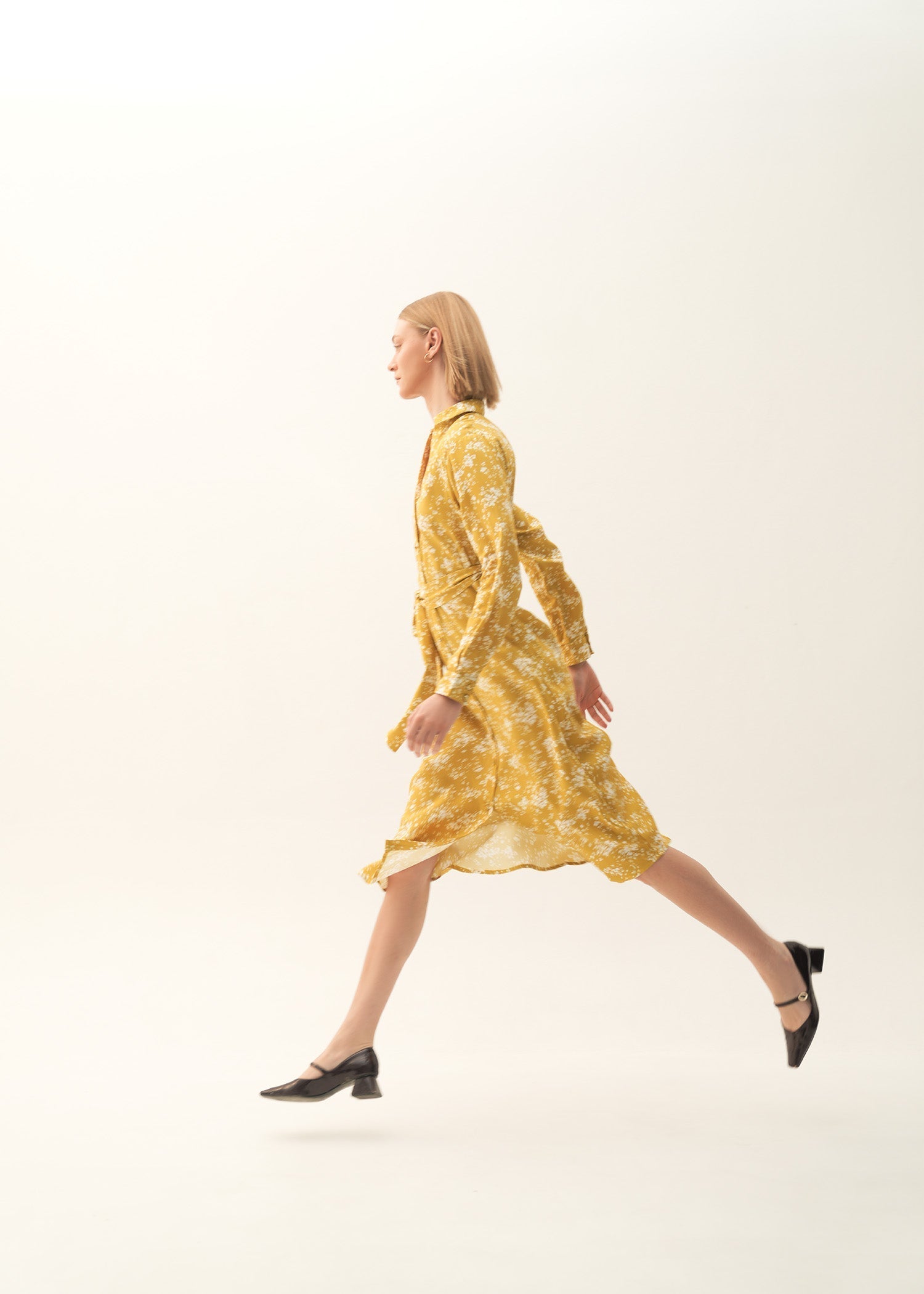 Printed Flared Dress With Belt - KOA