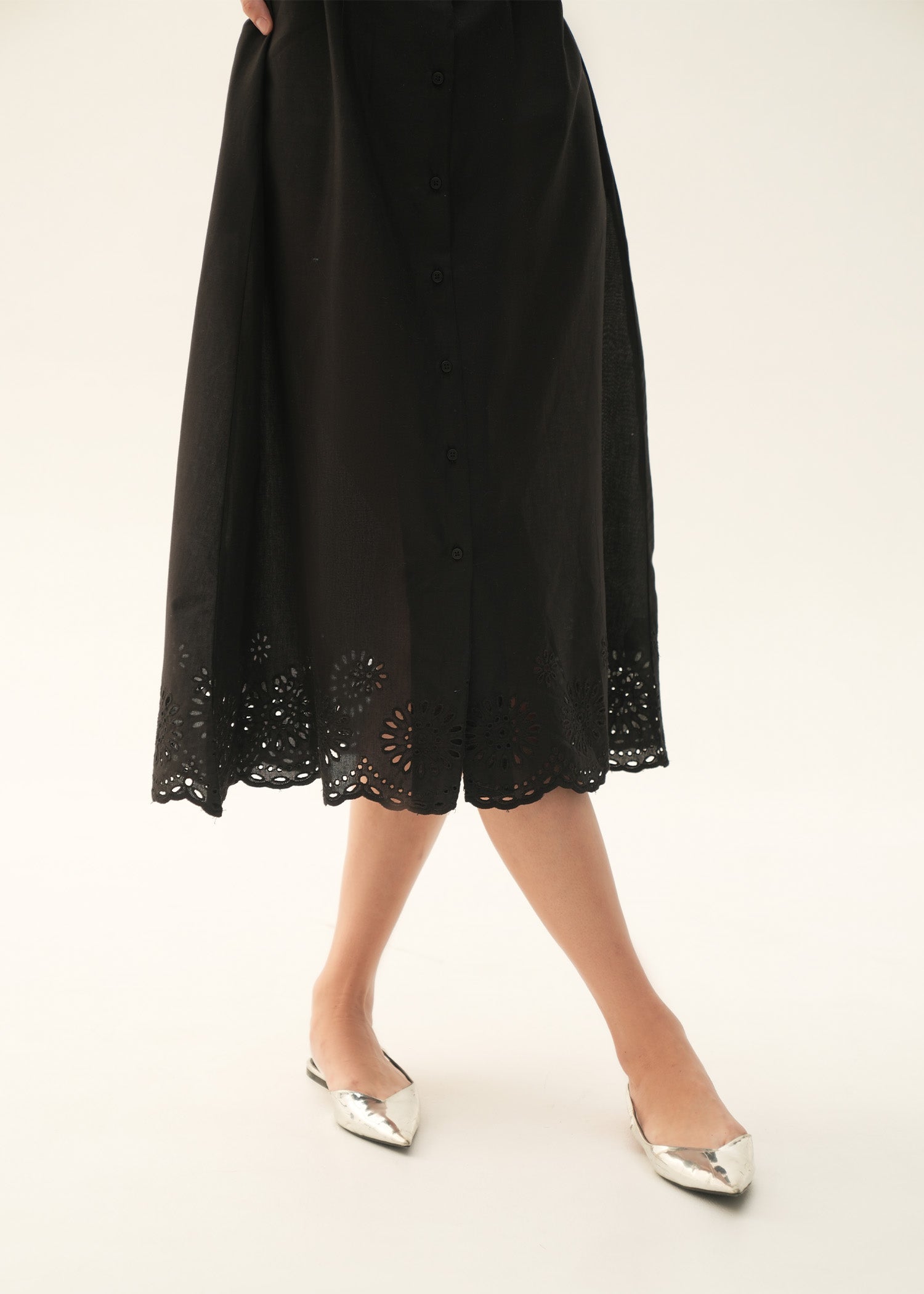 Cotton Dress With Schiffli Embroidery - KOA