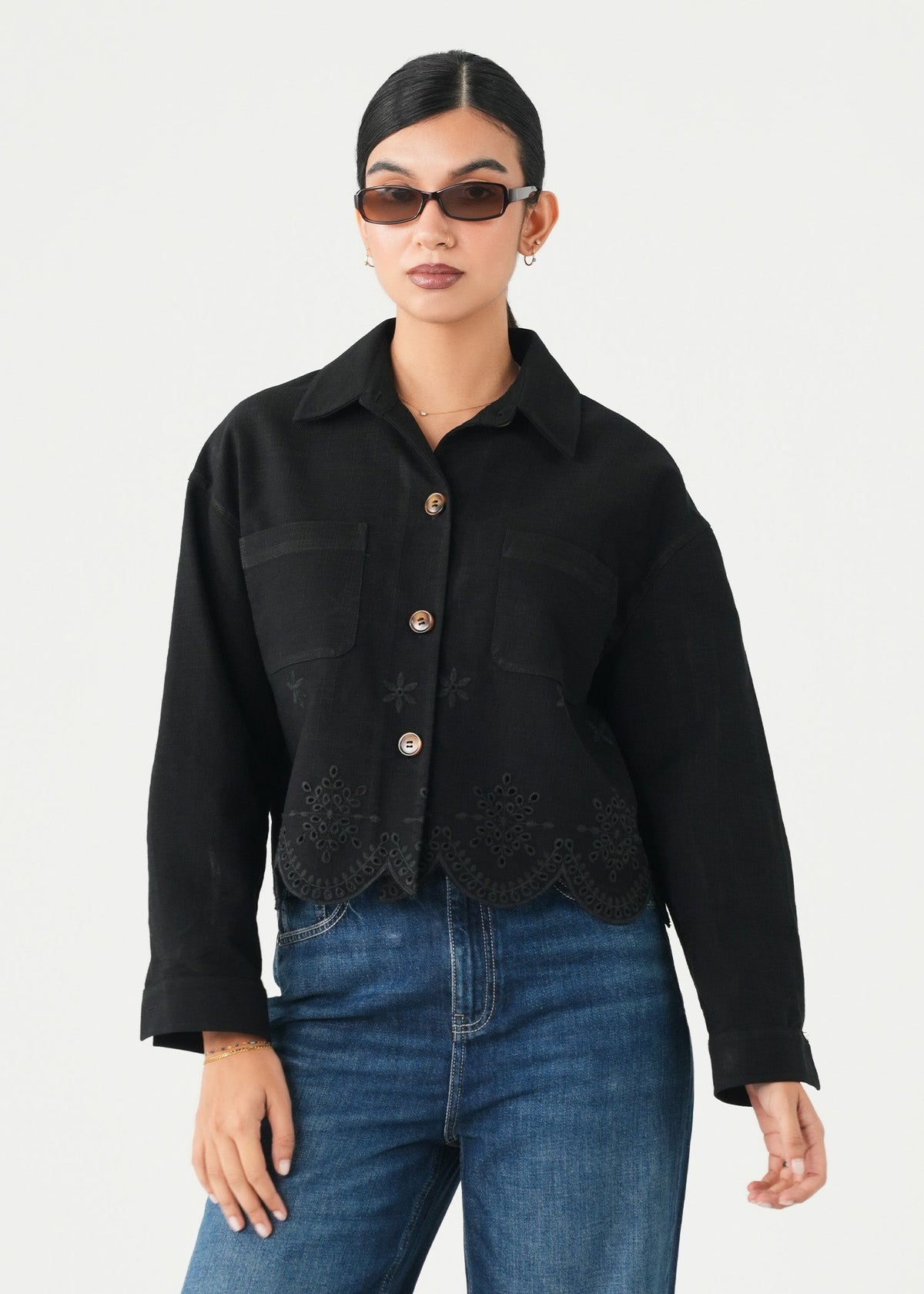 Schiffli Denim Jacket- WS26-21