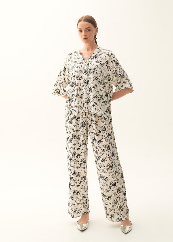 Printed Wide Leg Trousers