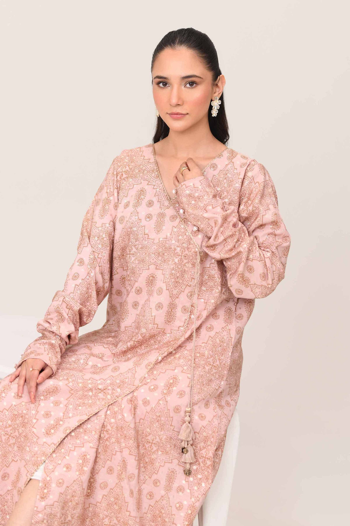 Buy Rose Embroidered Monar Gold 1-piece ready to wear Shirt