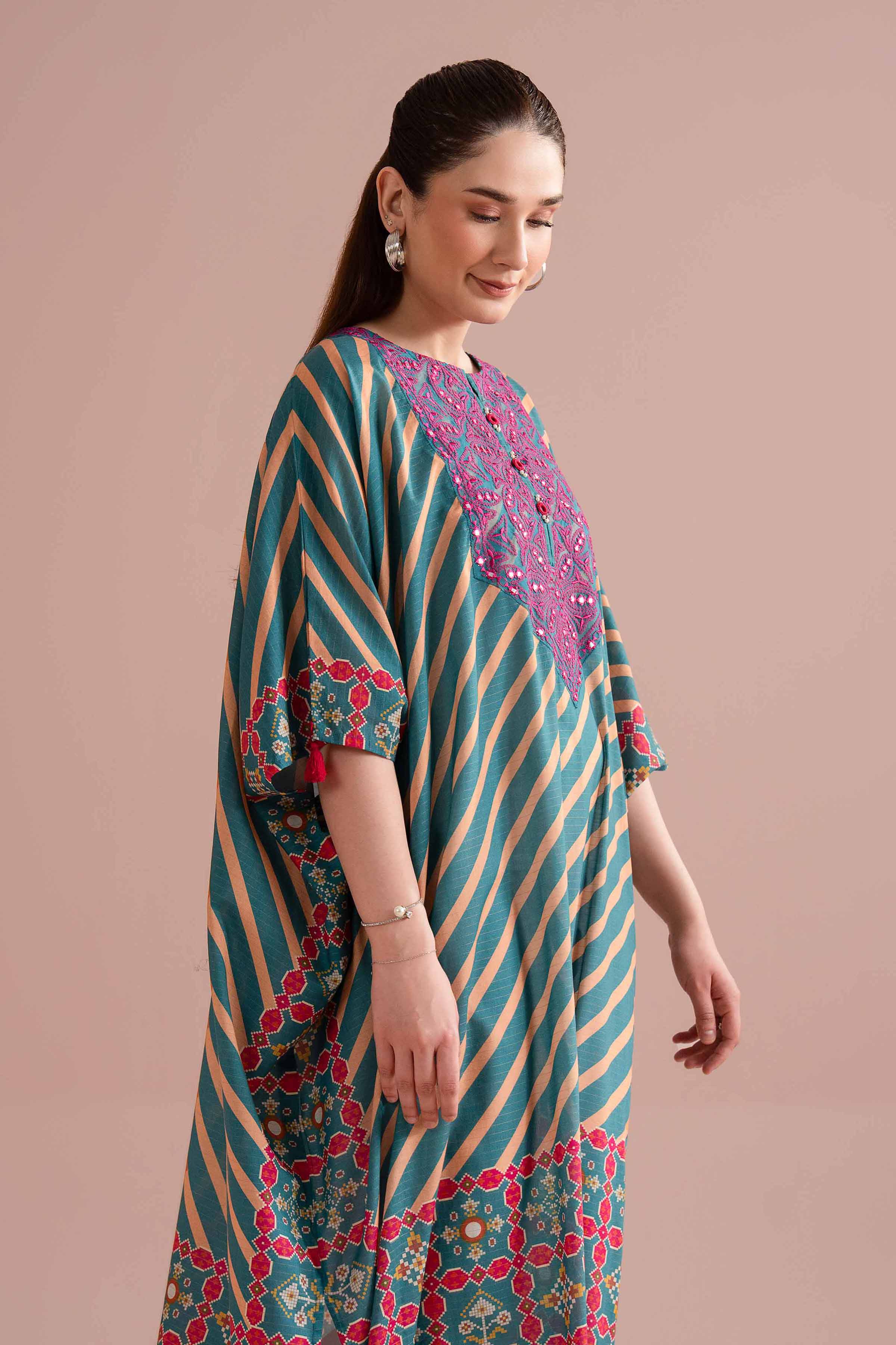 Printed Embroidered Kaftan - FE26-51