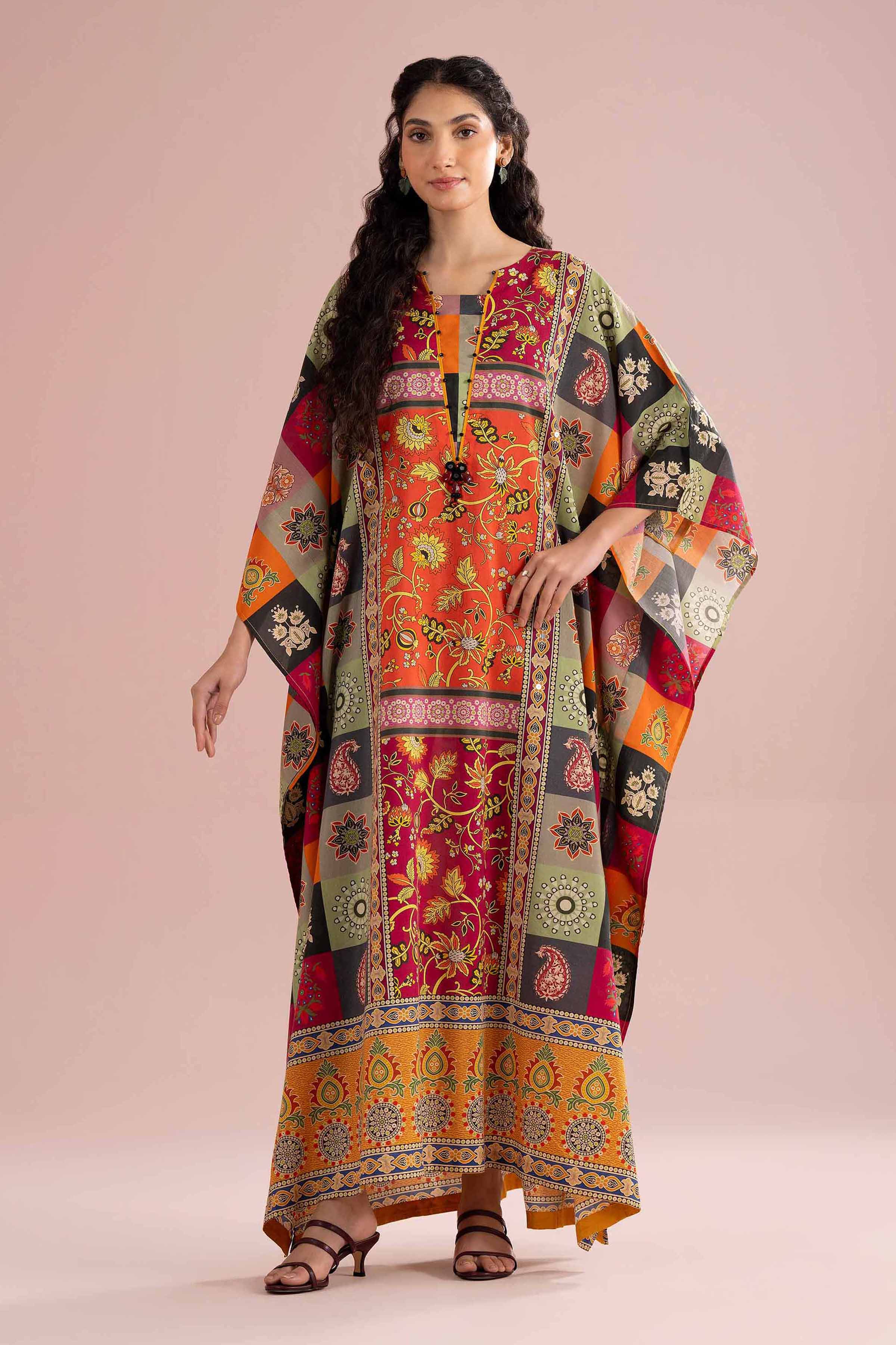 Printed Embroidered Kaftan - FE26-65 for Women - Pret Collection | Nishat | Shop Online