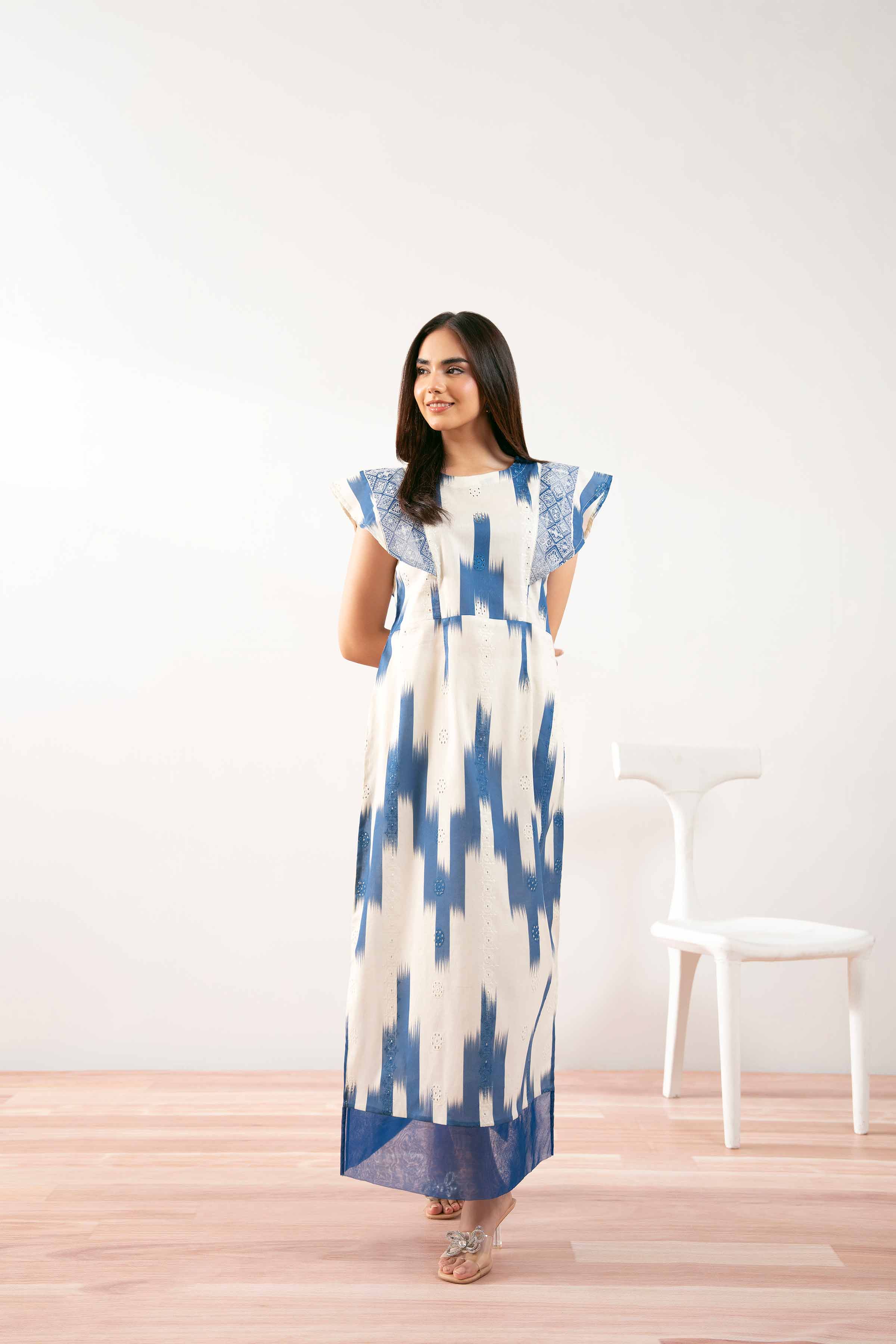Printed Embroidered Dress -  FS25-30