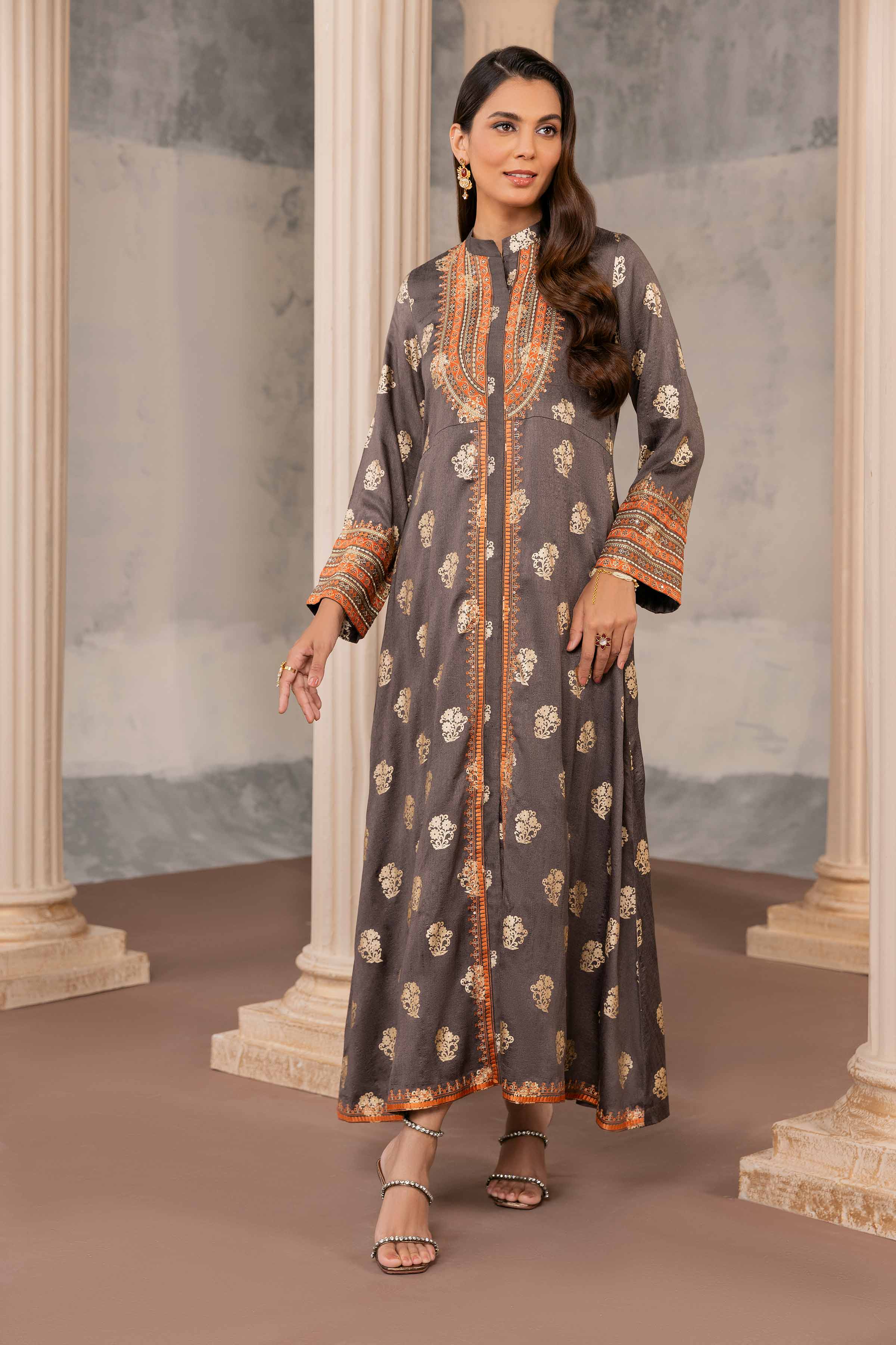 Printed Embroidered Long Dress - FW23-06