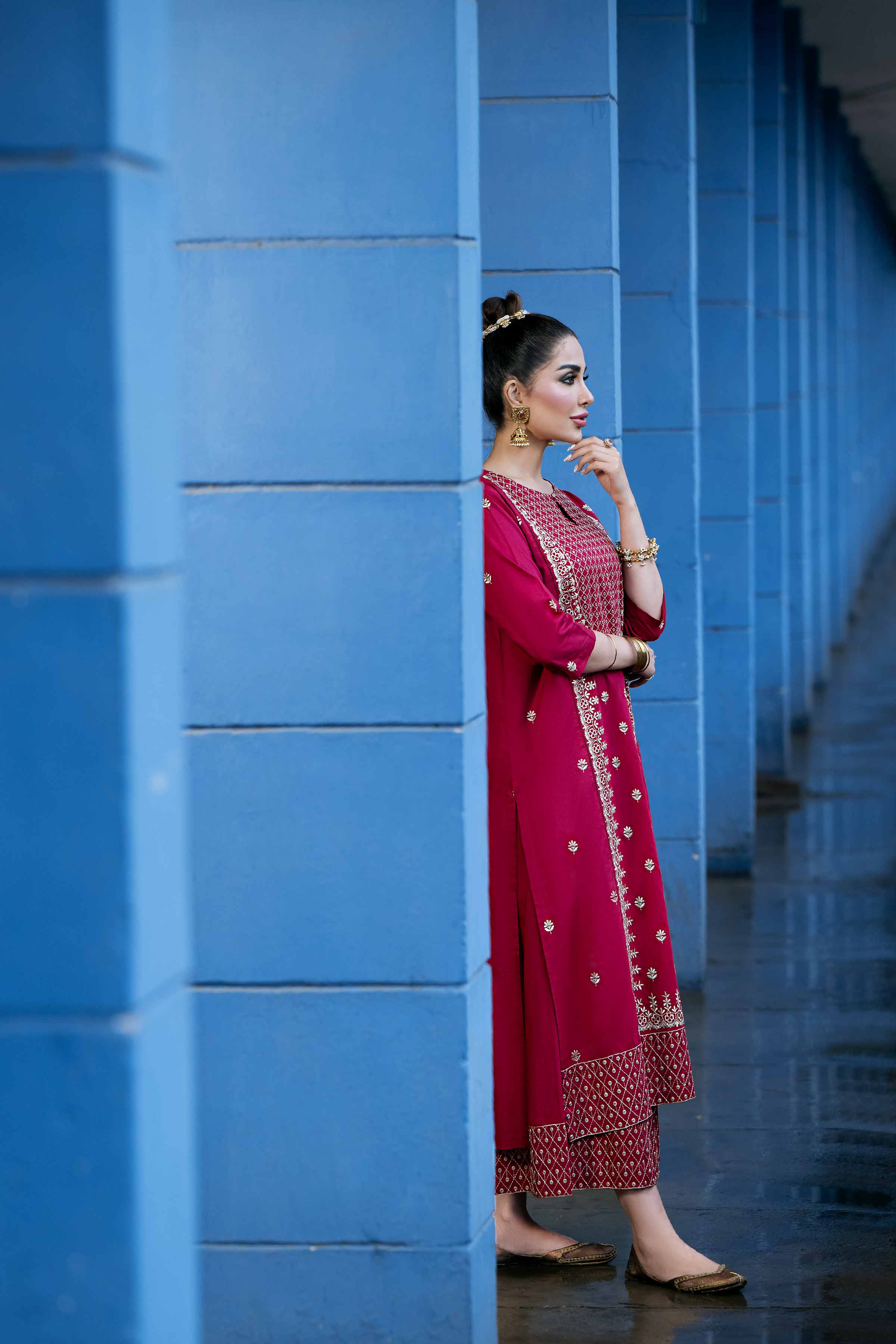 2 Piece - Embroidered Suit - KFE23-76