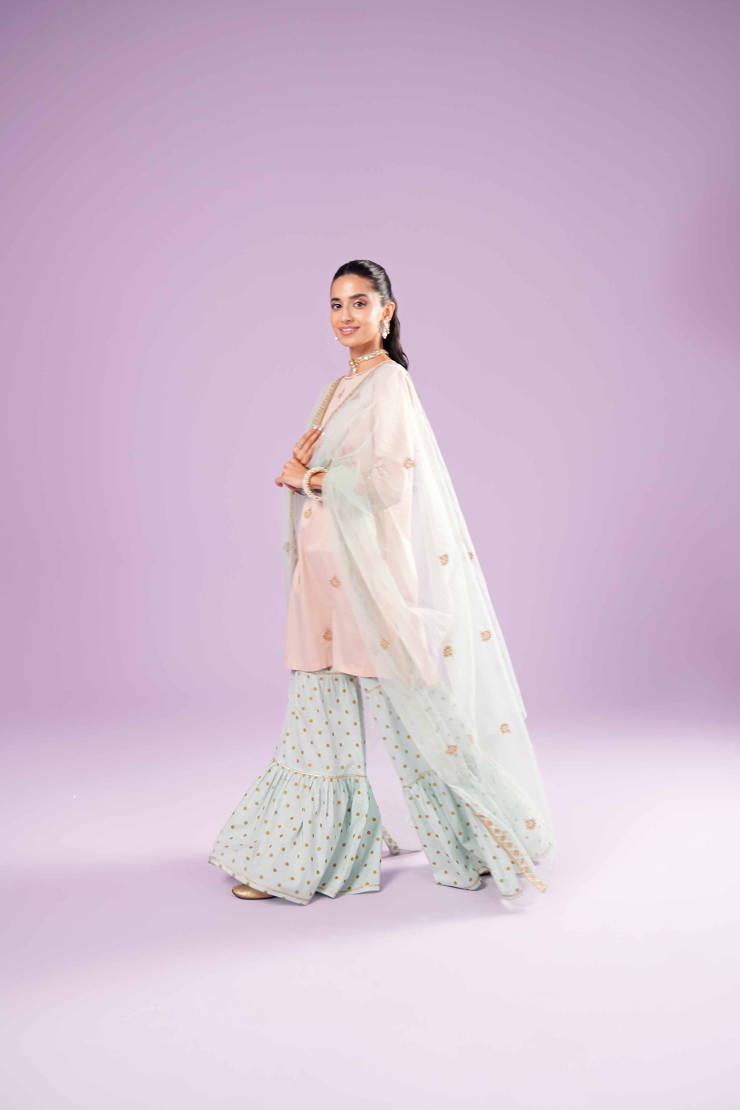 3 Piece - Printed Embroidered Suit - KFE24-75