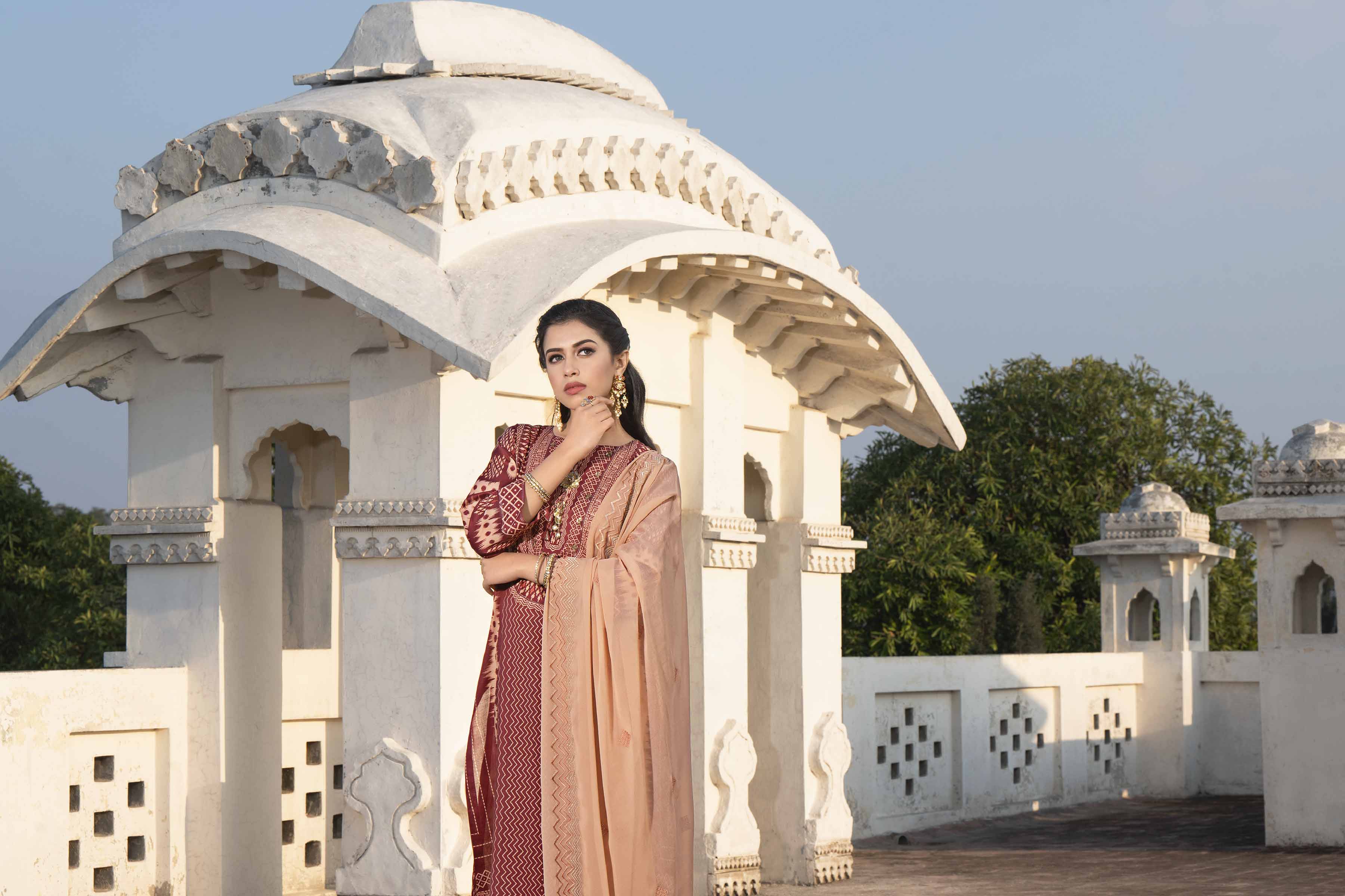 3 Piece - Printed Embroidered Suit - KFE24-79