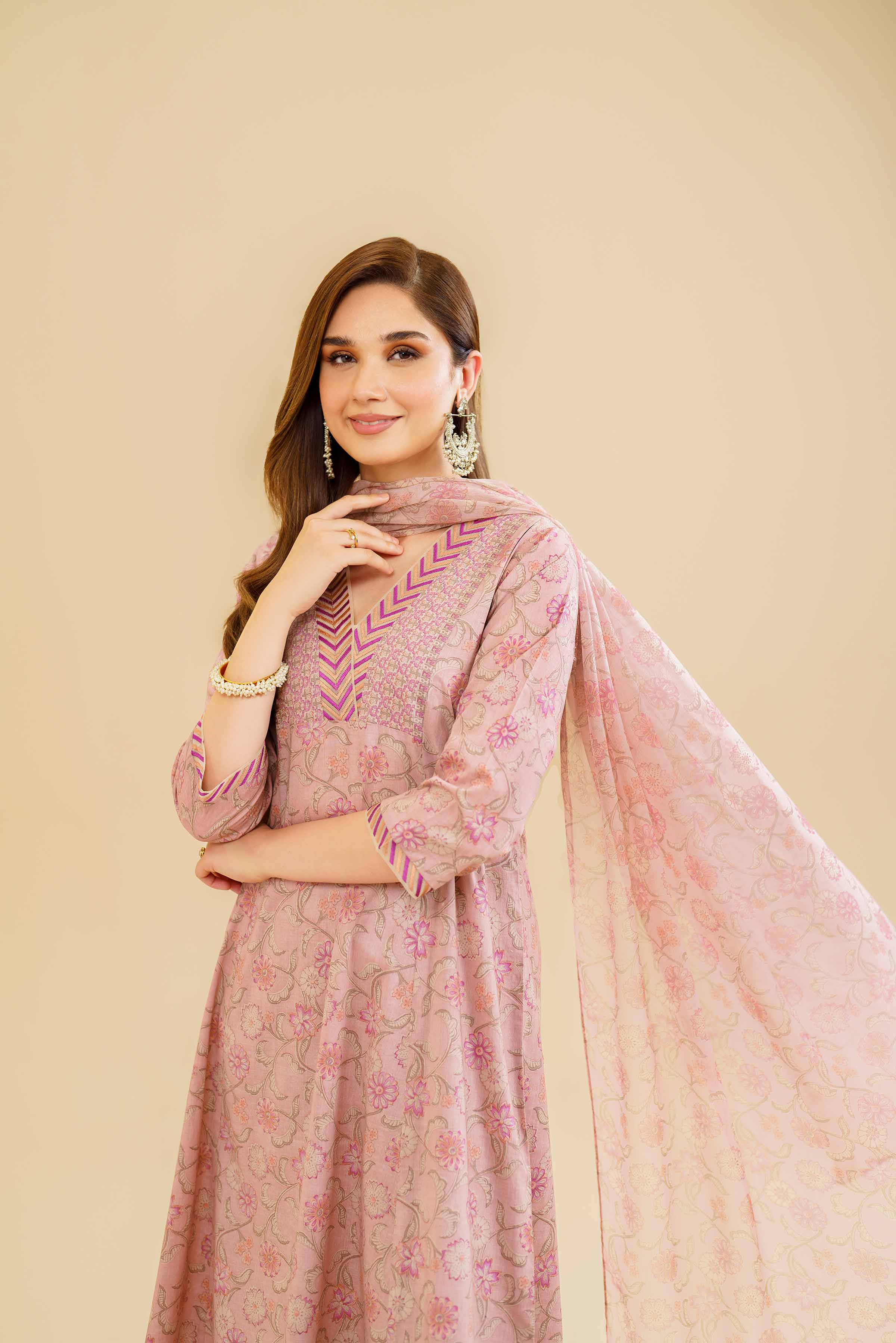 3 Piece - Printed Embroidered Suit - KFE24-91
