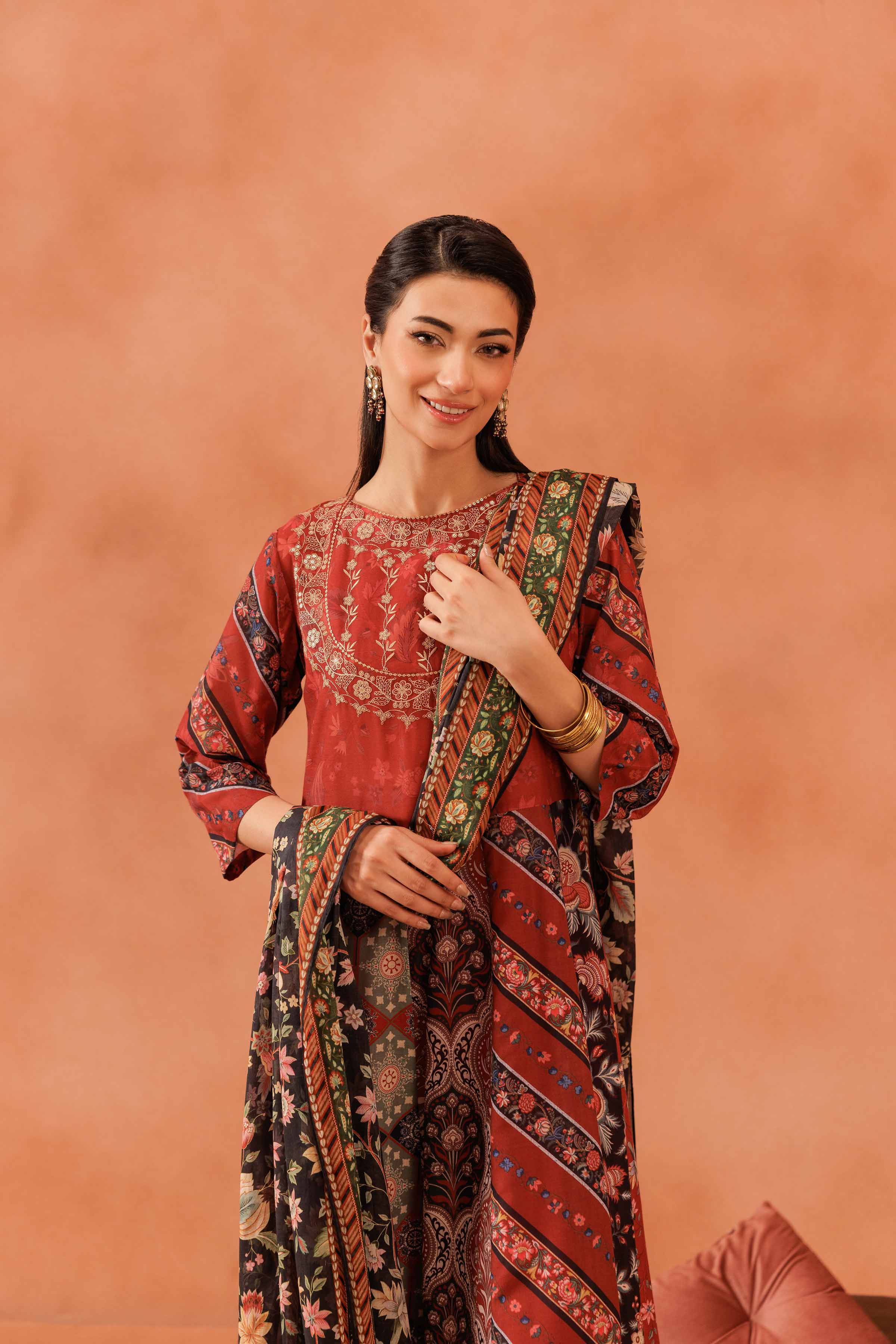 2 Piece - Printed Embroidered Suit - KFE25-43