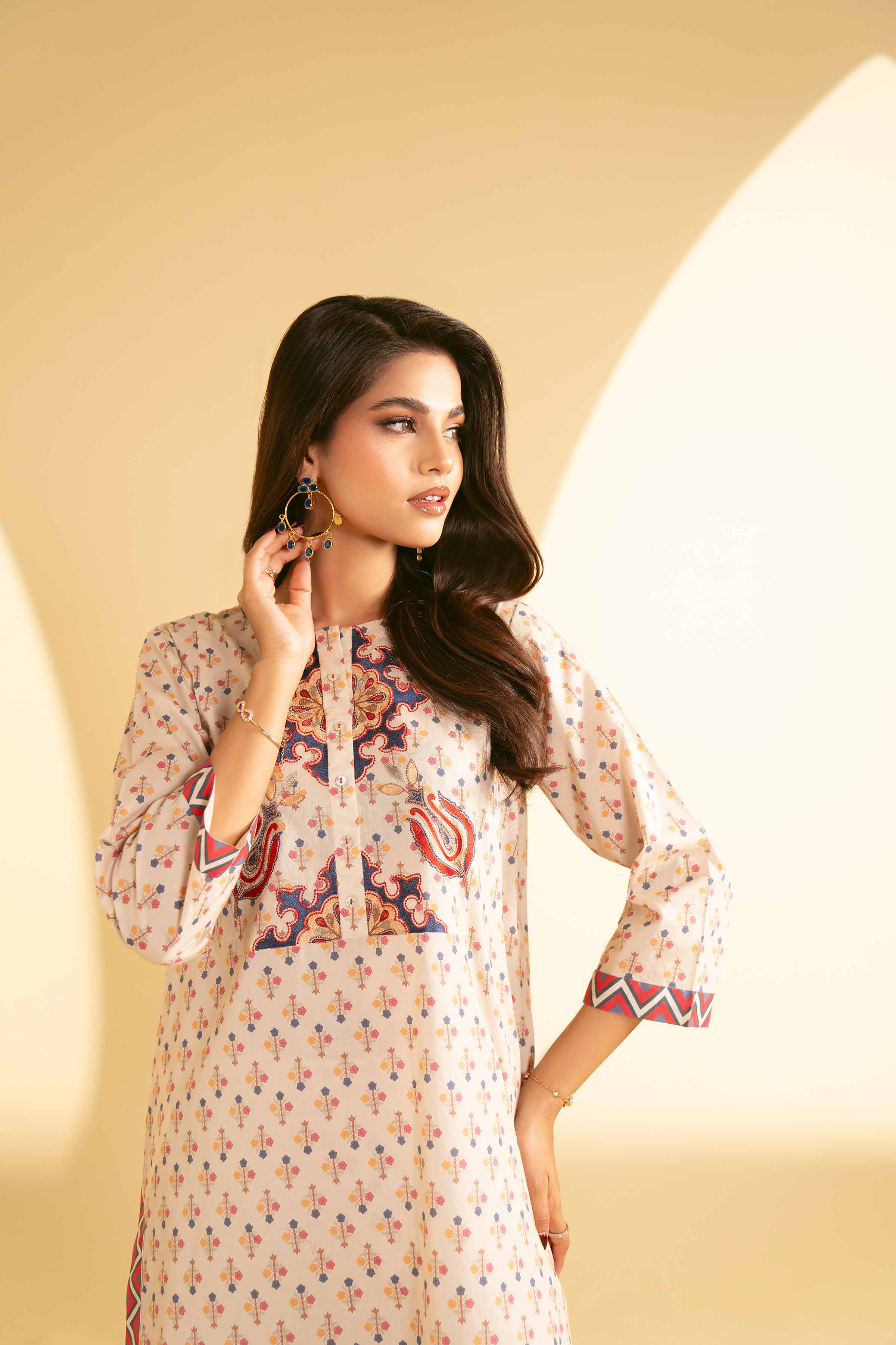 3 Piece - Printed Embroidered Suit - KFE25-73