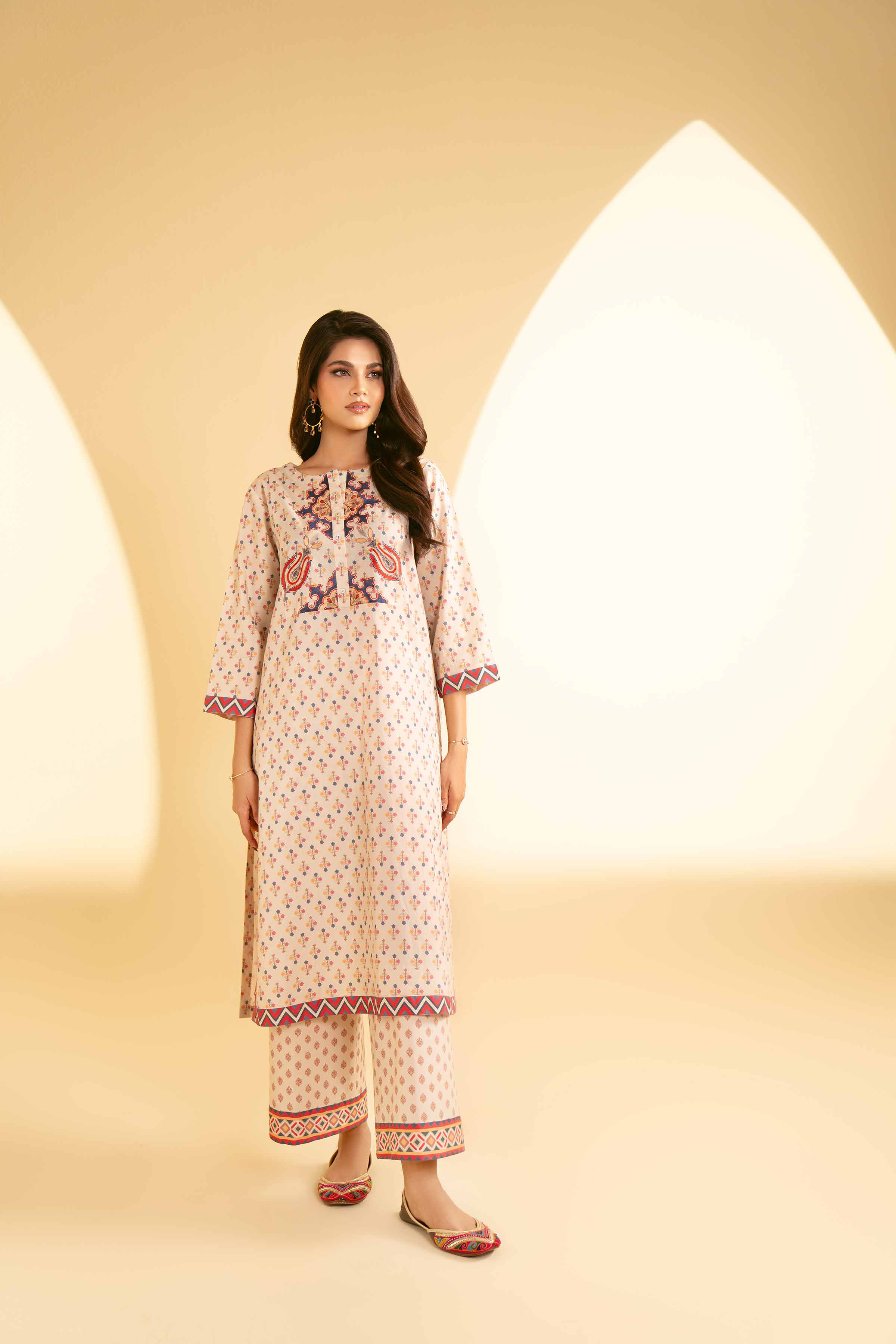 3 Piece - Printed Embroidered Suit - KFE25-73