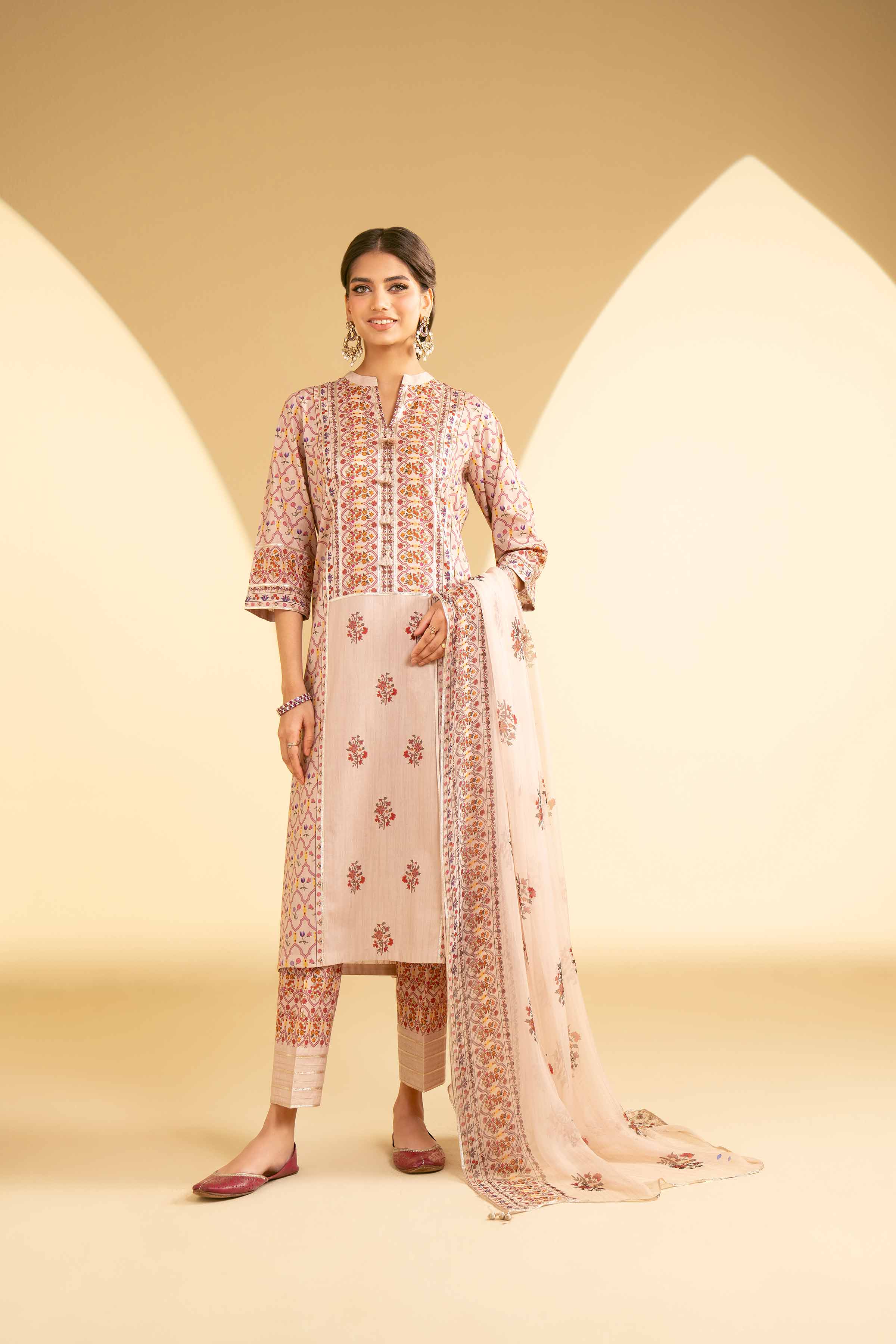 3 Piece - Printed Embroidered Suit - KFE25-81