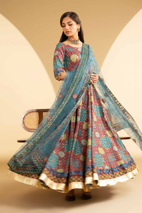 2 Piece - Printed Embroidered Suit - KFE25-84