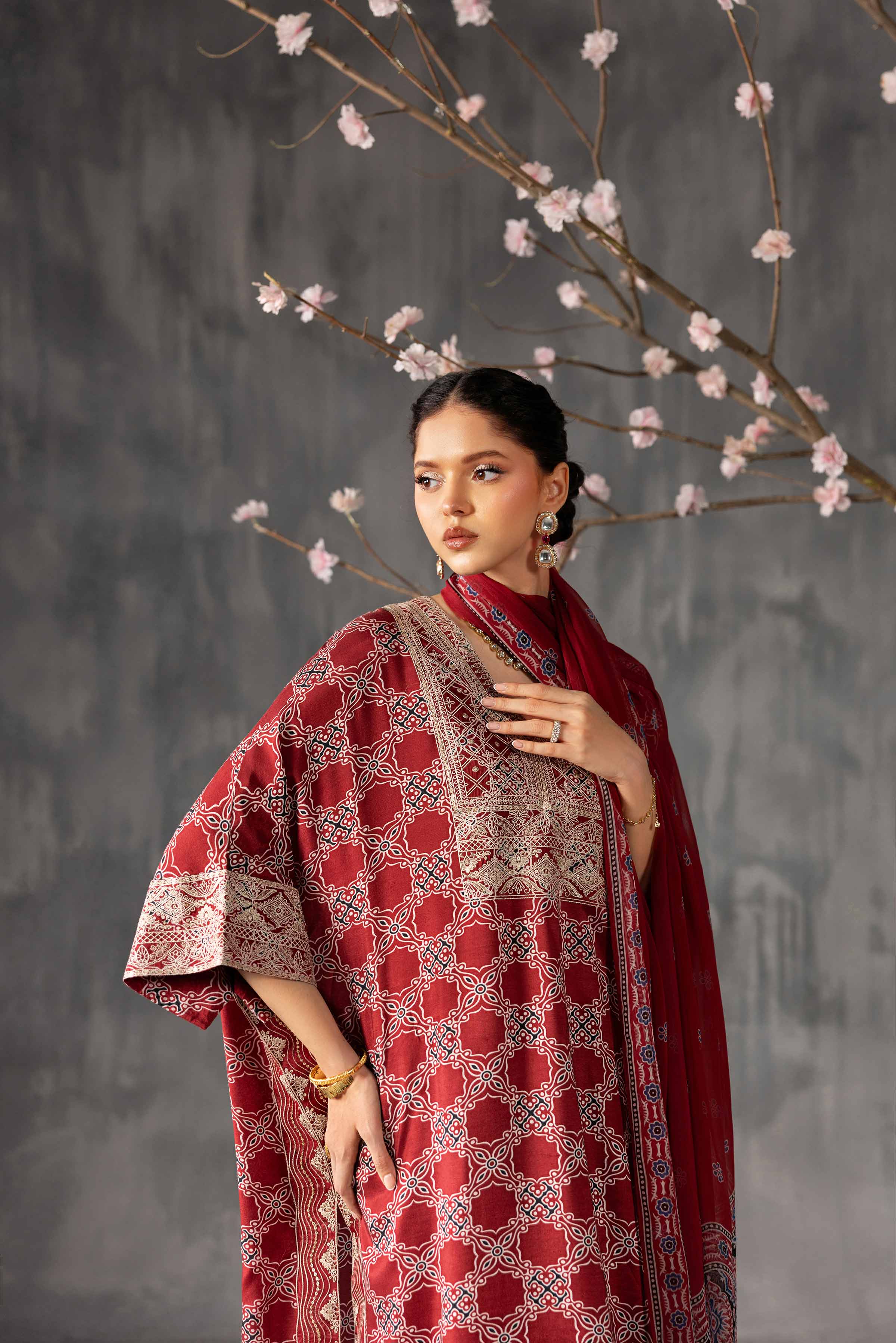 3 Piece - Printed Embroidered Suit - KFE26-108