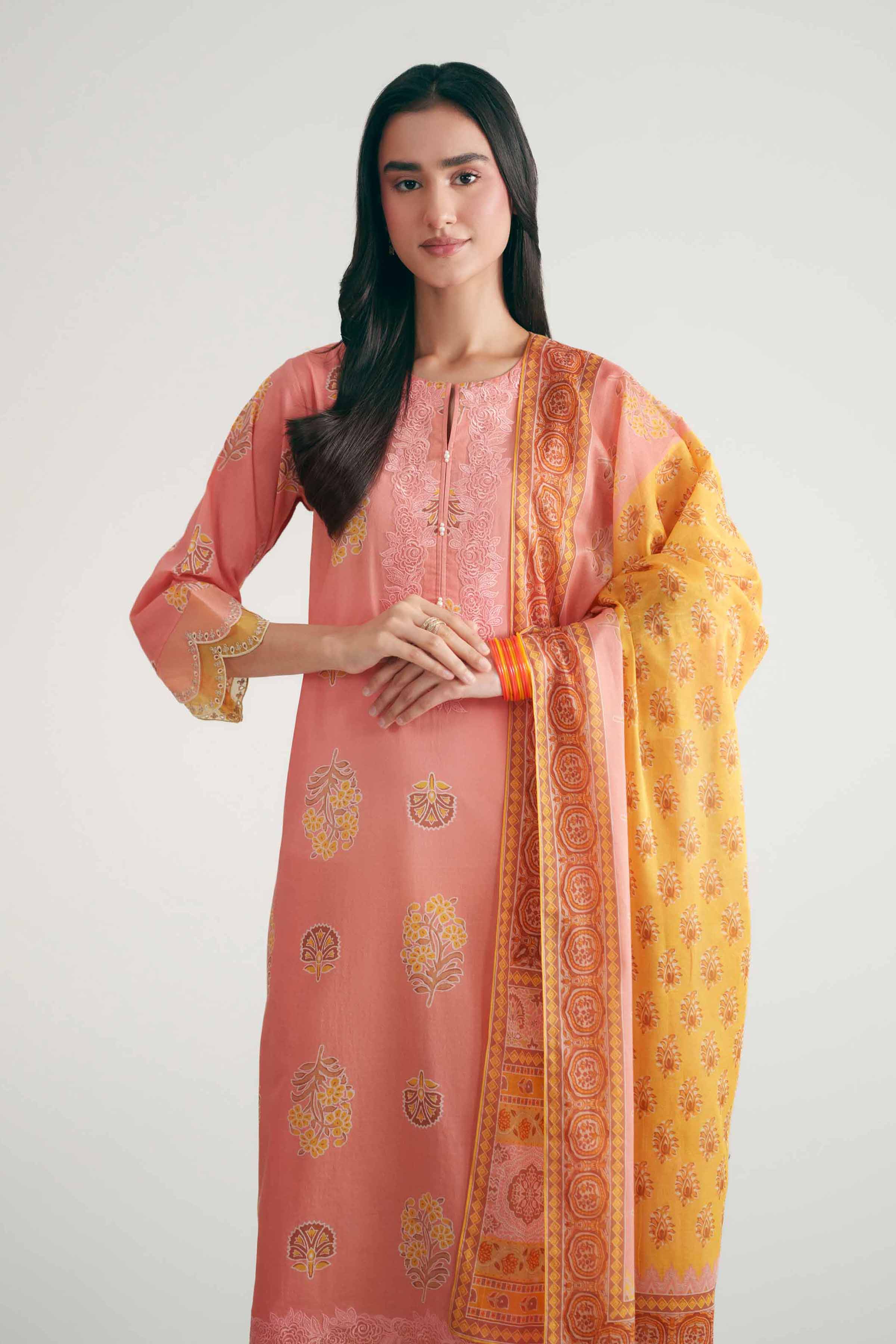 3 Piece - Printed Embroidered Suit - KFE26-178