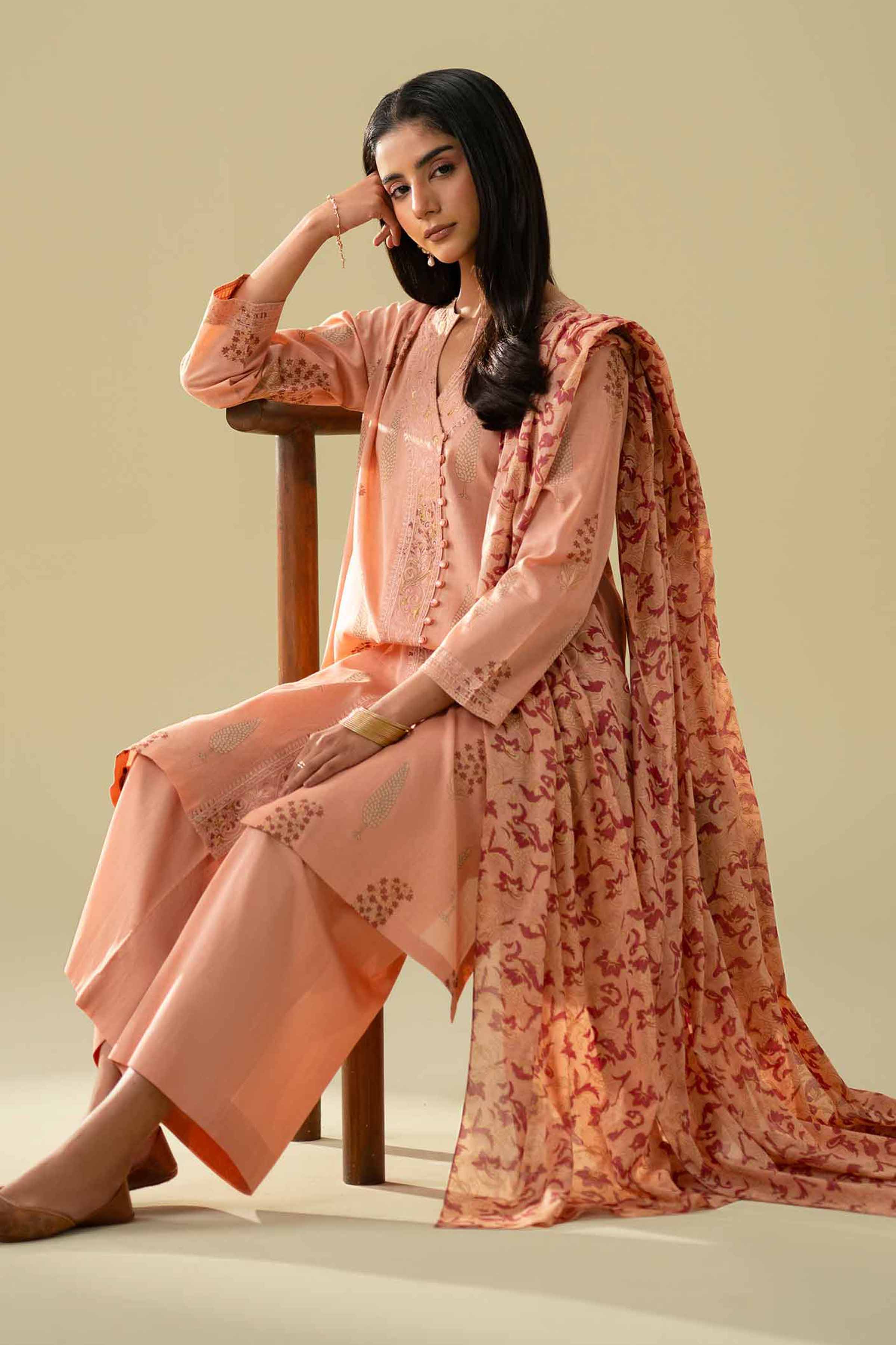 3 Piece - Printed Embroidered Suit - KFE26-77 for Women - Pret Collection | Nishat | Shop Online
