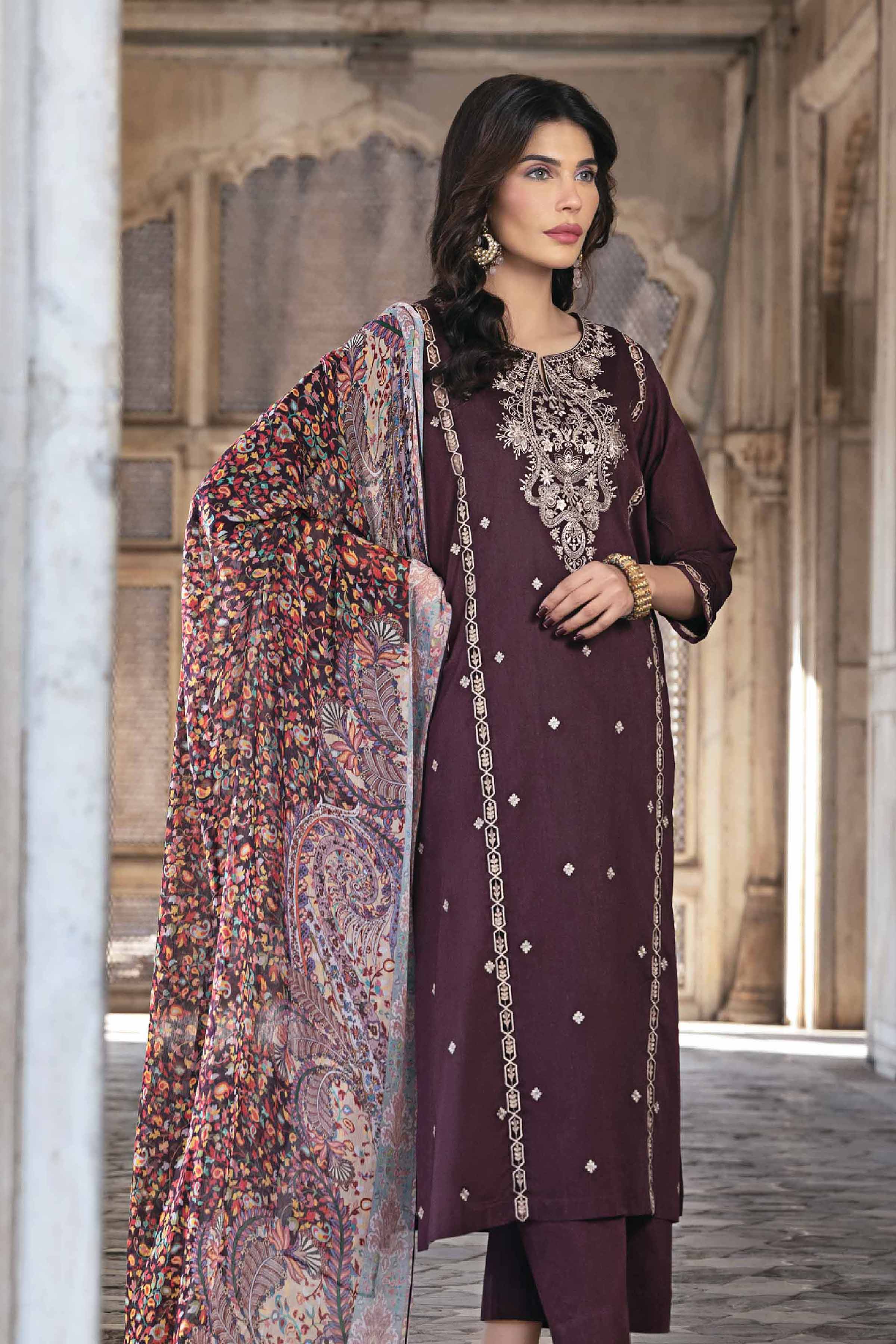 3 Piece - Printed Embroidered Suit - KFS24-12