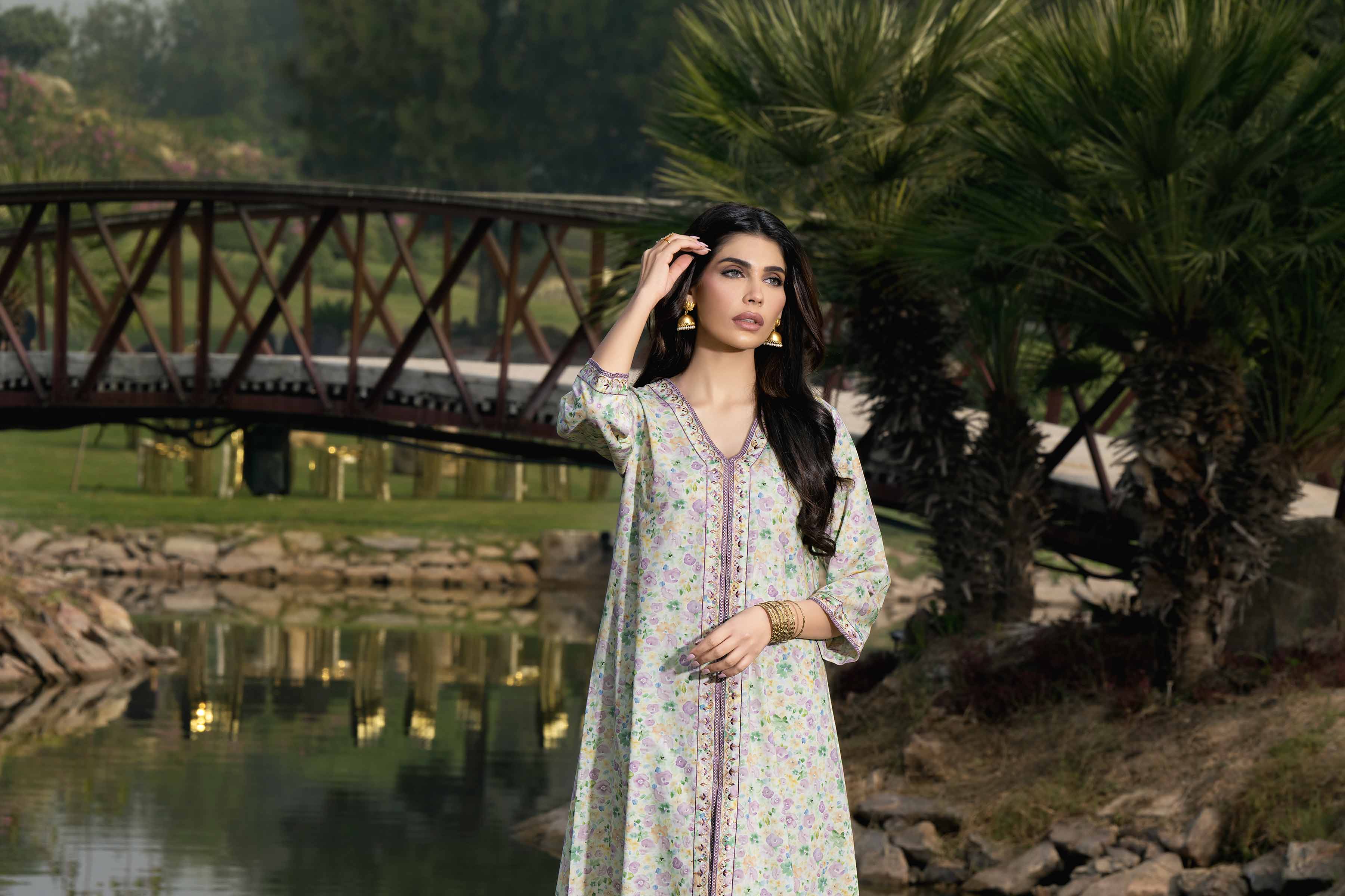 2 Piece - Printed Embroidered Suit - KFS24-39