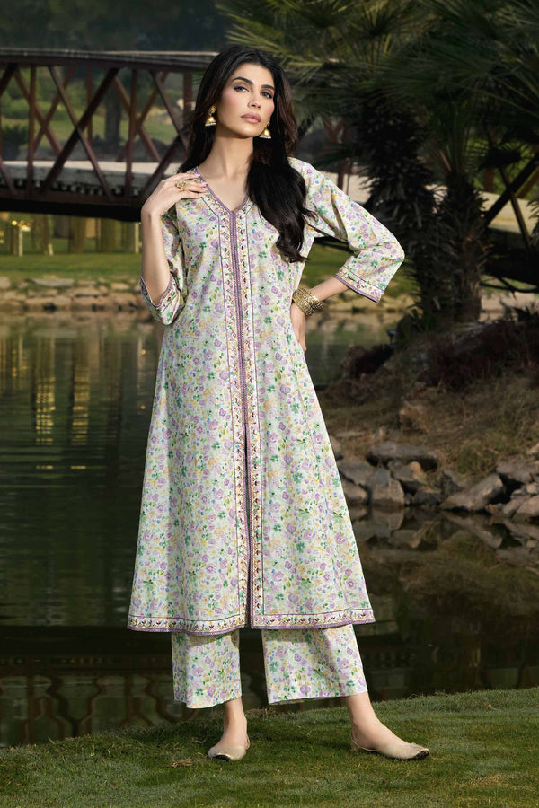 2 Piece - Printed Embroidered Suit - KFS24-39