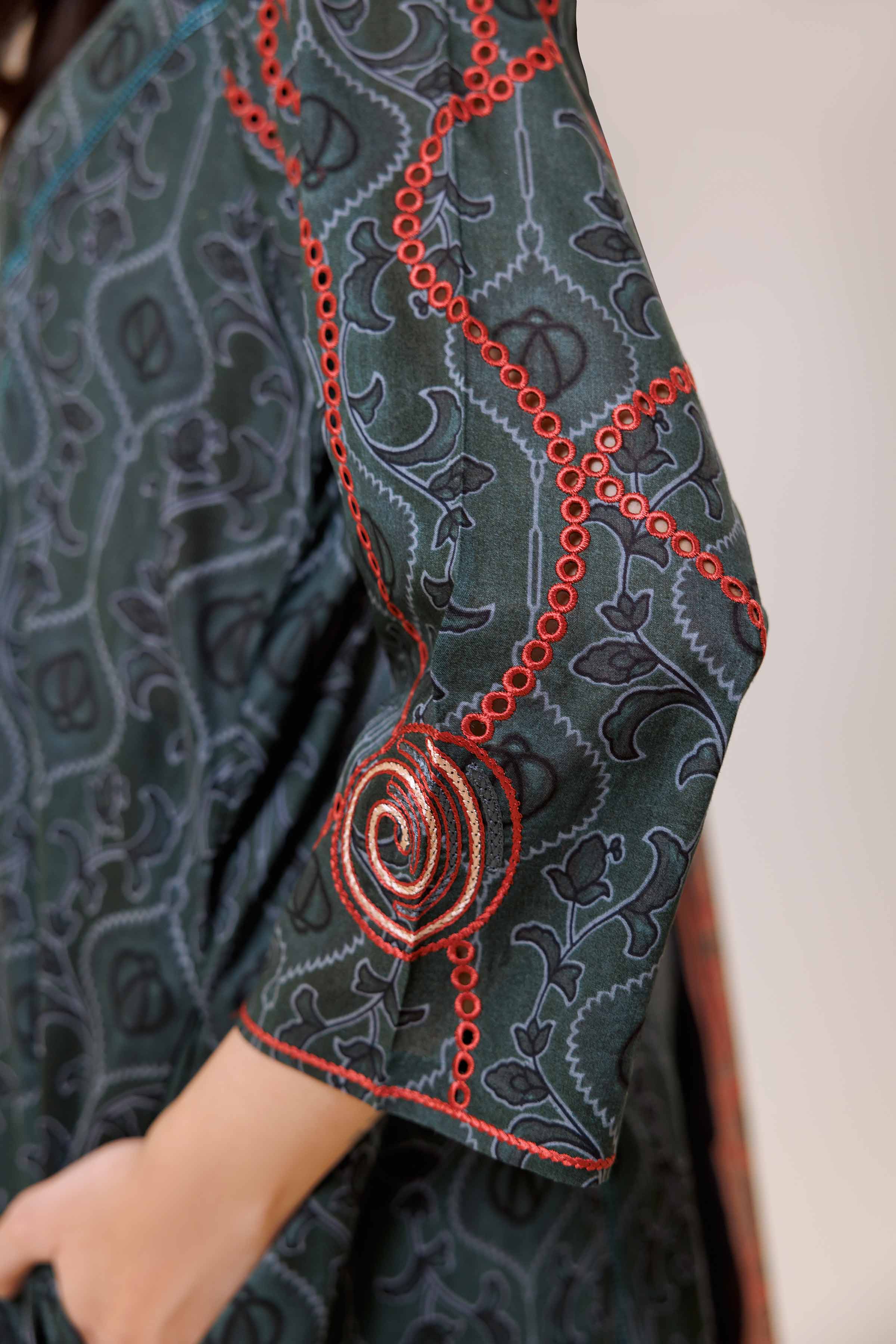 3 Piece - Printed Embroidered Suit - KFS24-77