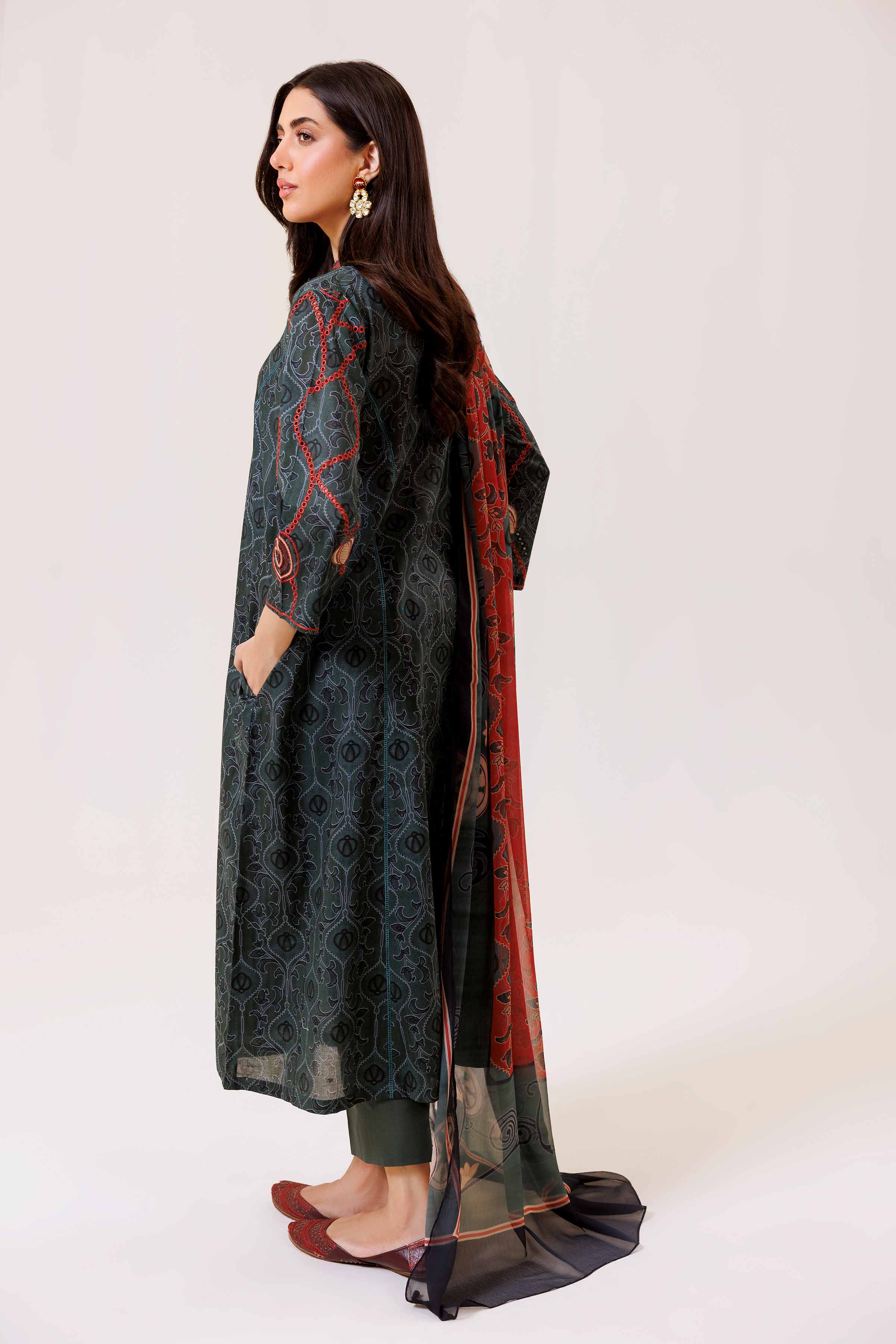 3 Piece - Printed Embroidered Suit - KFS24-77