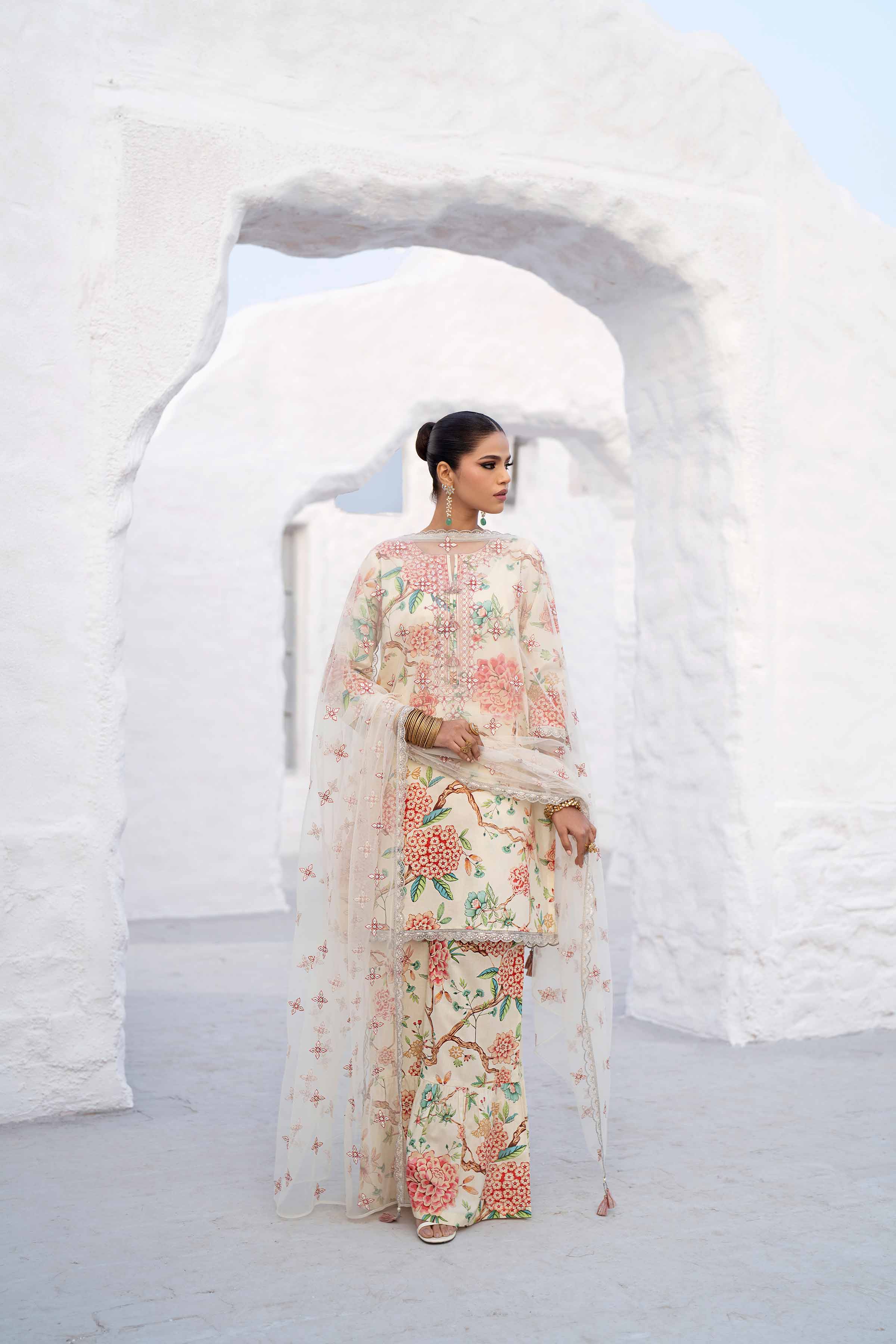 3 Piece - Printed Embroidered Suit - KFS25-38