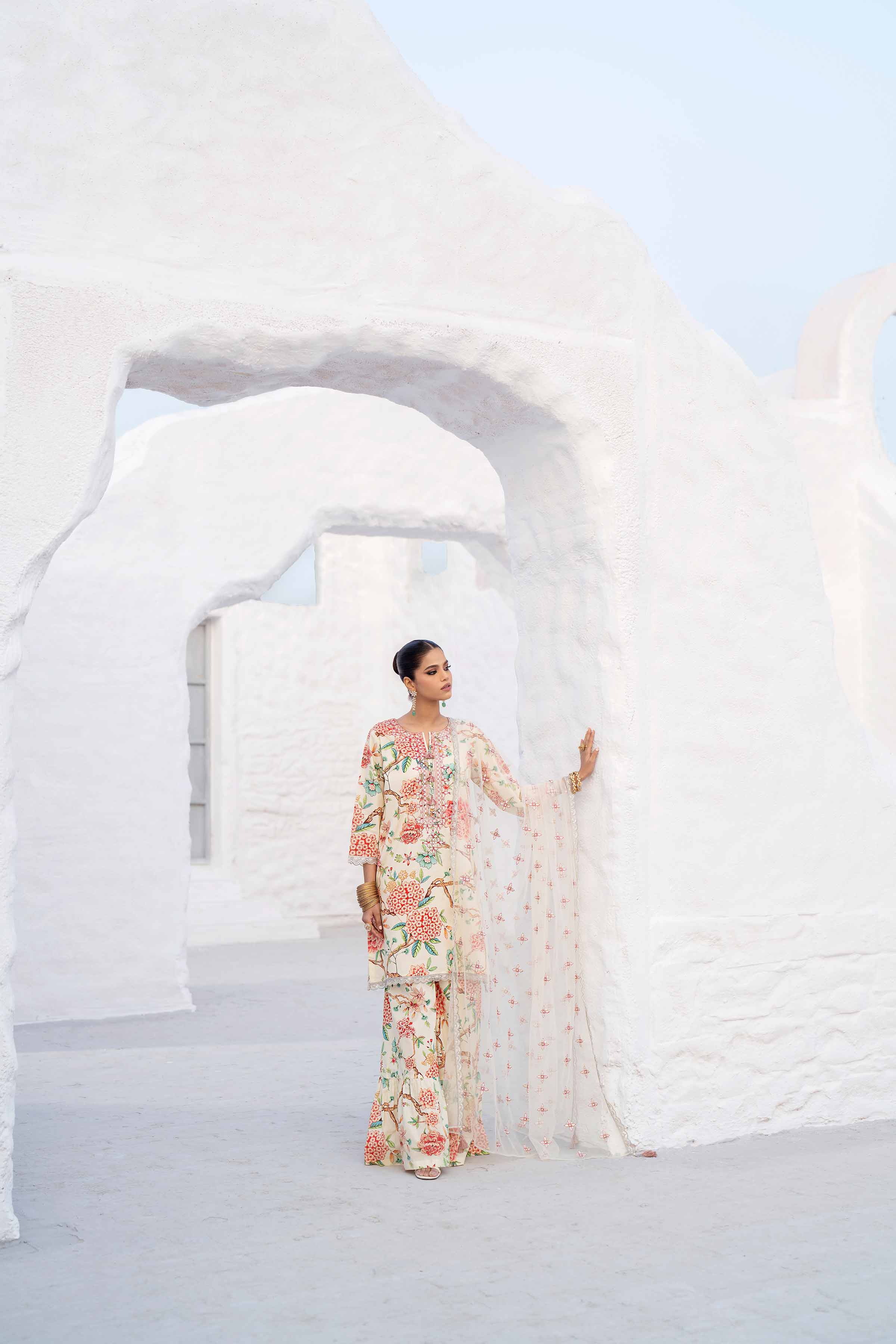 3 Piece - Printed Embroidered Suit - KFS25-38