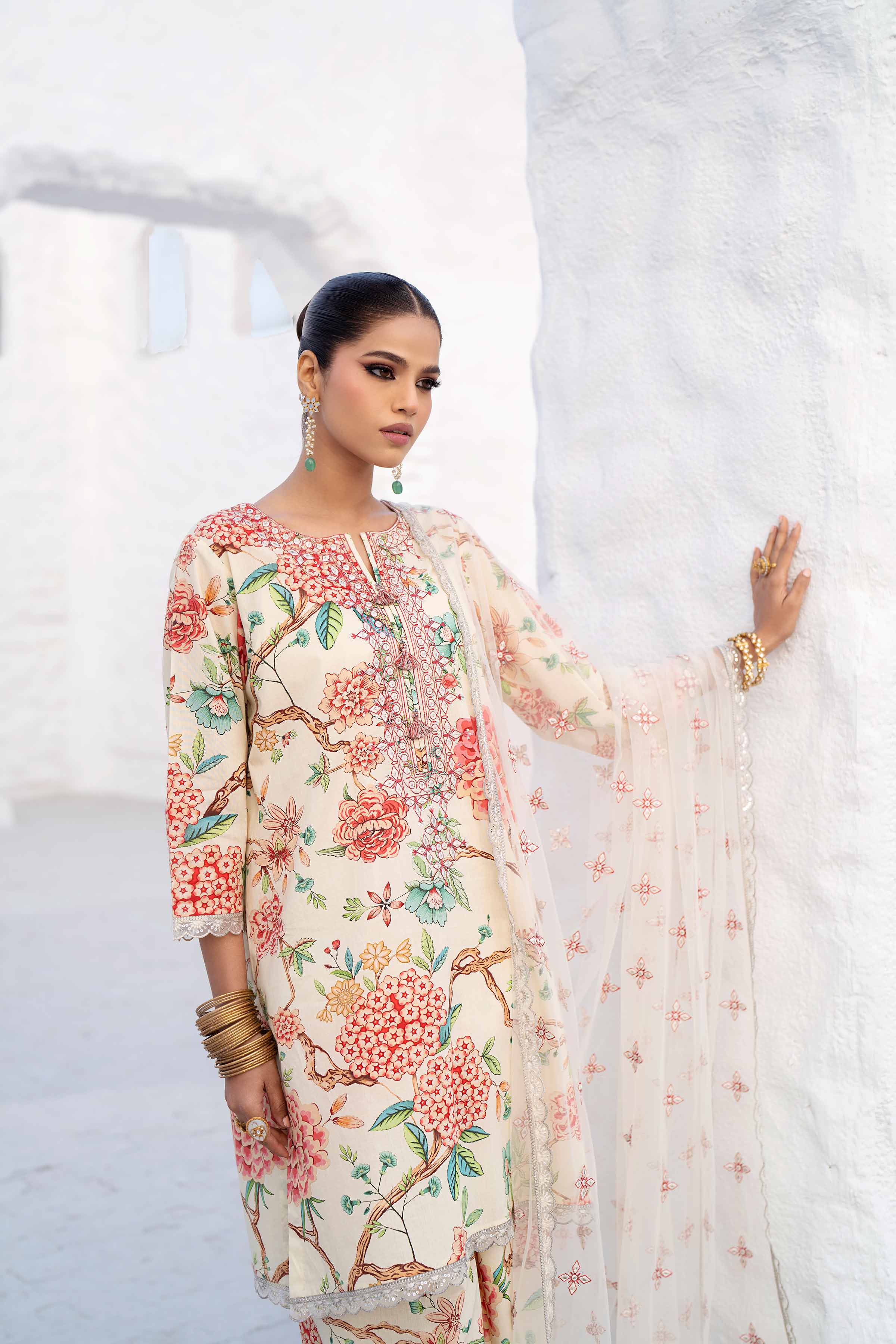 3 Piece - Printed Embroidered Suit - KFS25-38