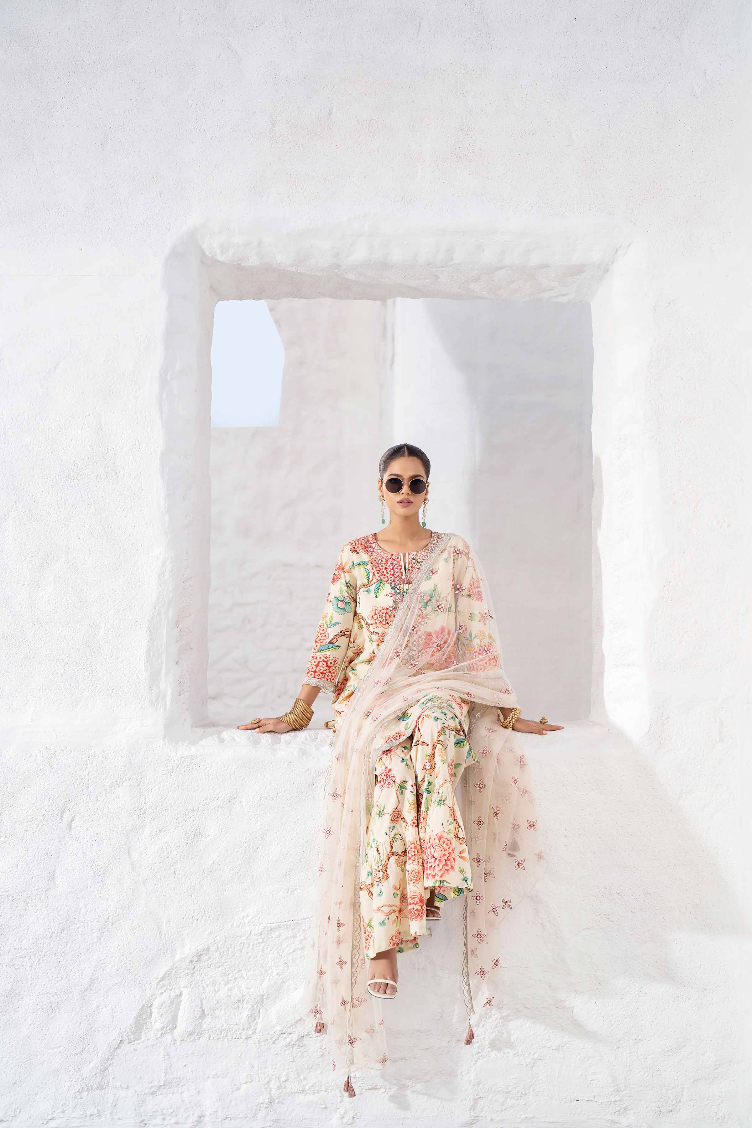 3 Piece - Printed Embroidered Suit - KFS25-38