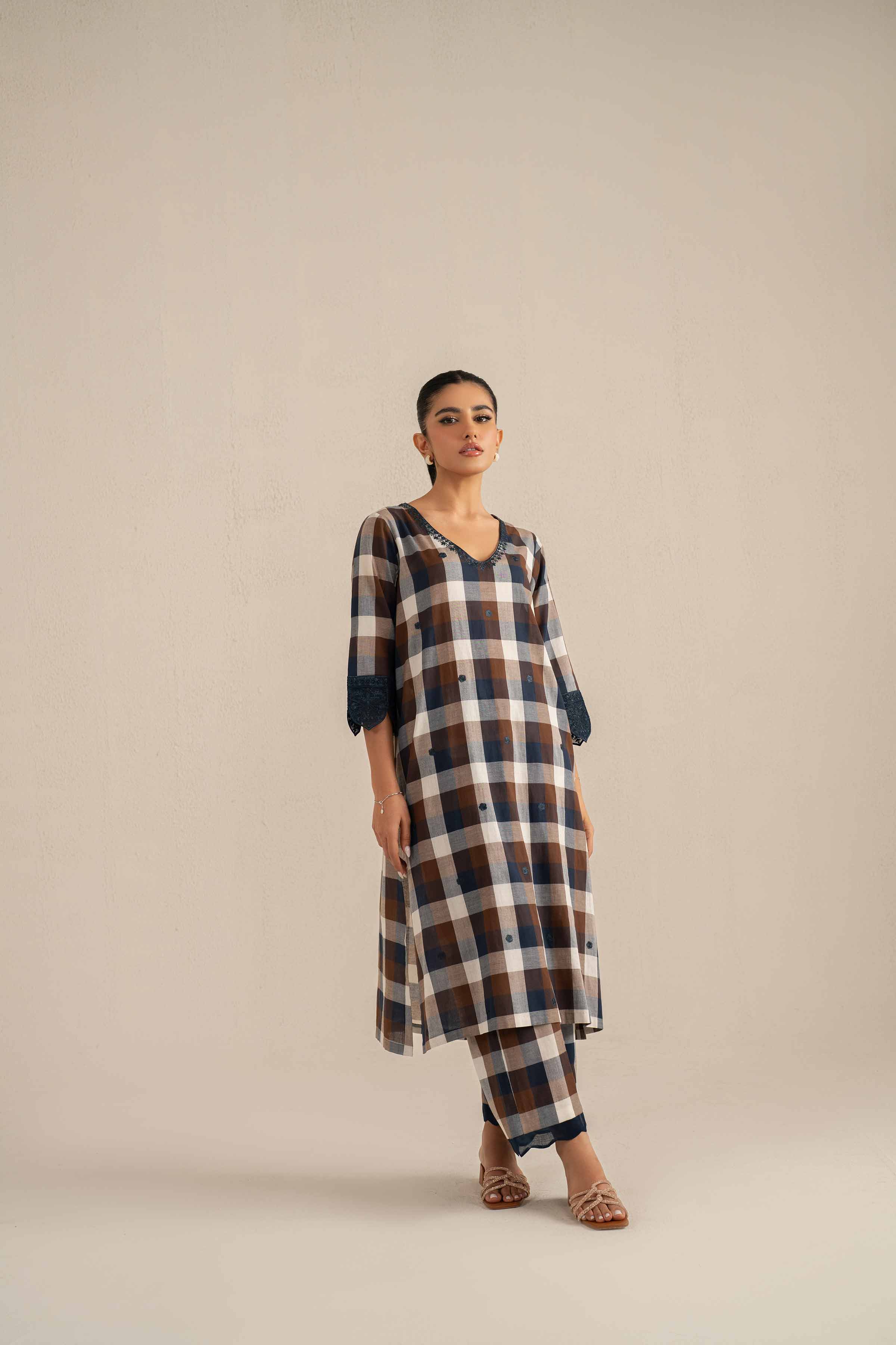 2 Piece - Printed Embroidered Suit - KFS25-42