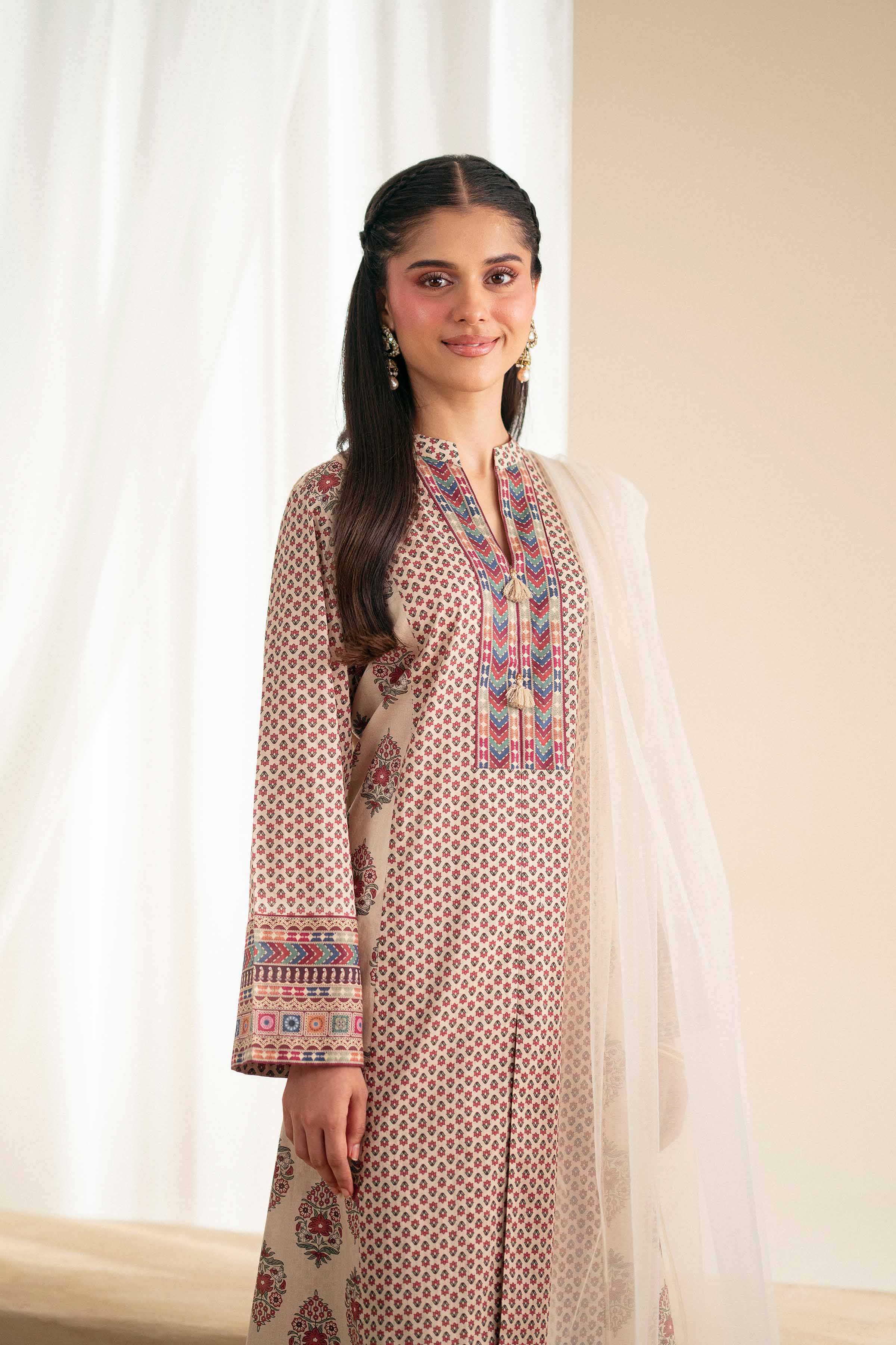 3 Piece - Printed Embroidered Suit - KFS25-75