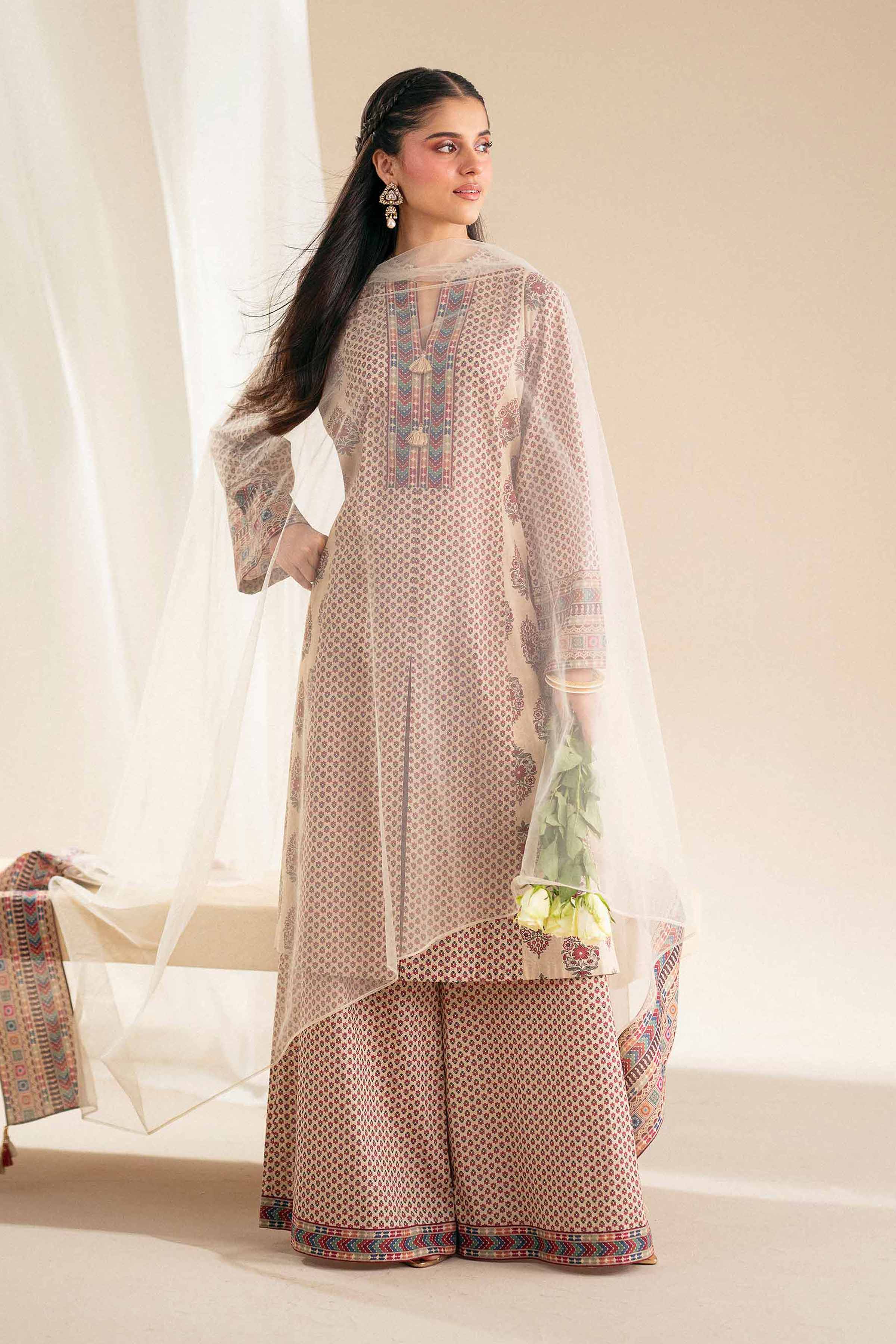3 Piece - Printed Embroidered Suit - KFS25-75