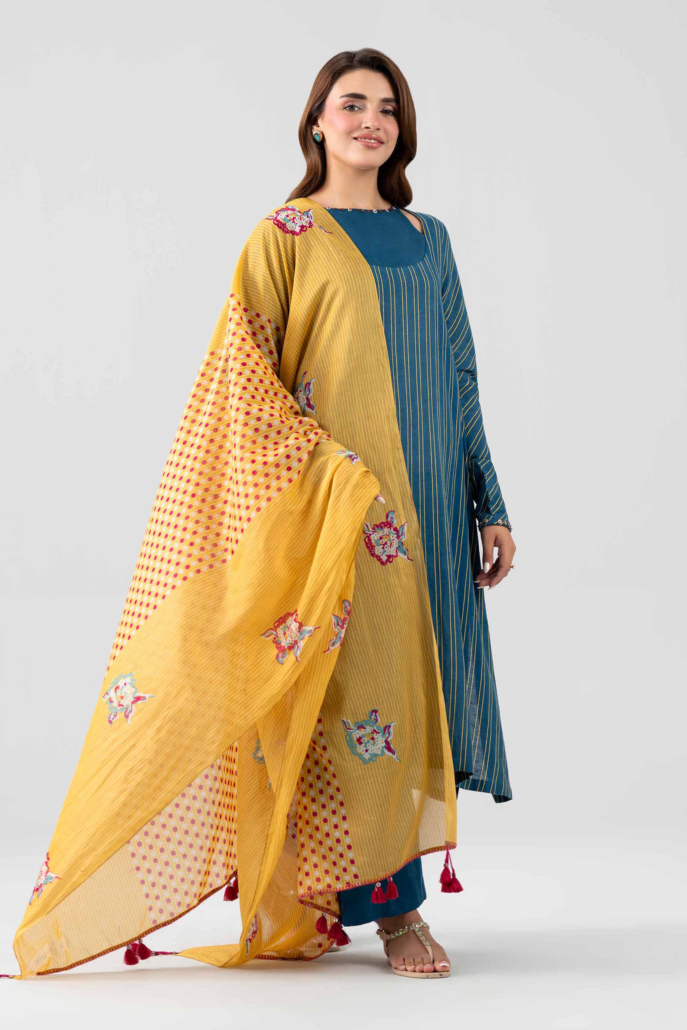 3 Piece - Printed Embroidered Suit - KFS26-103