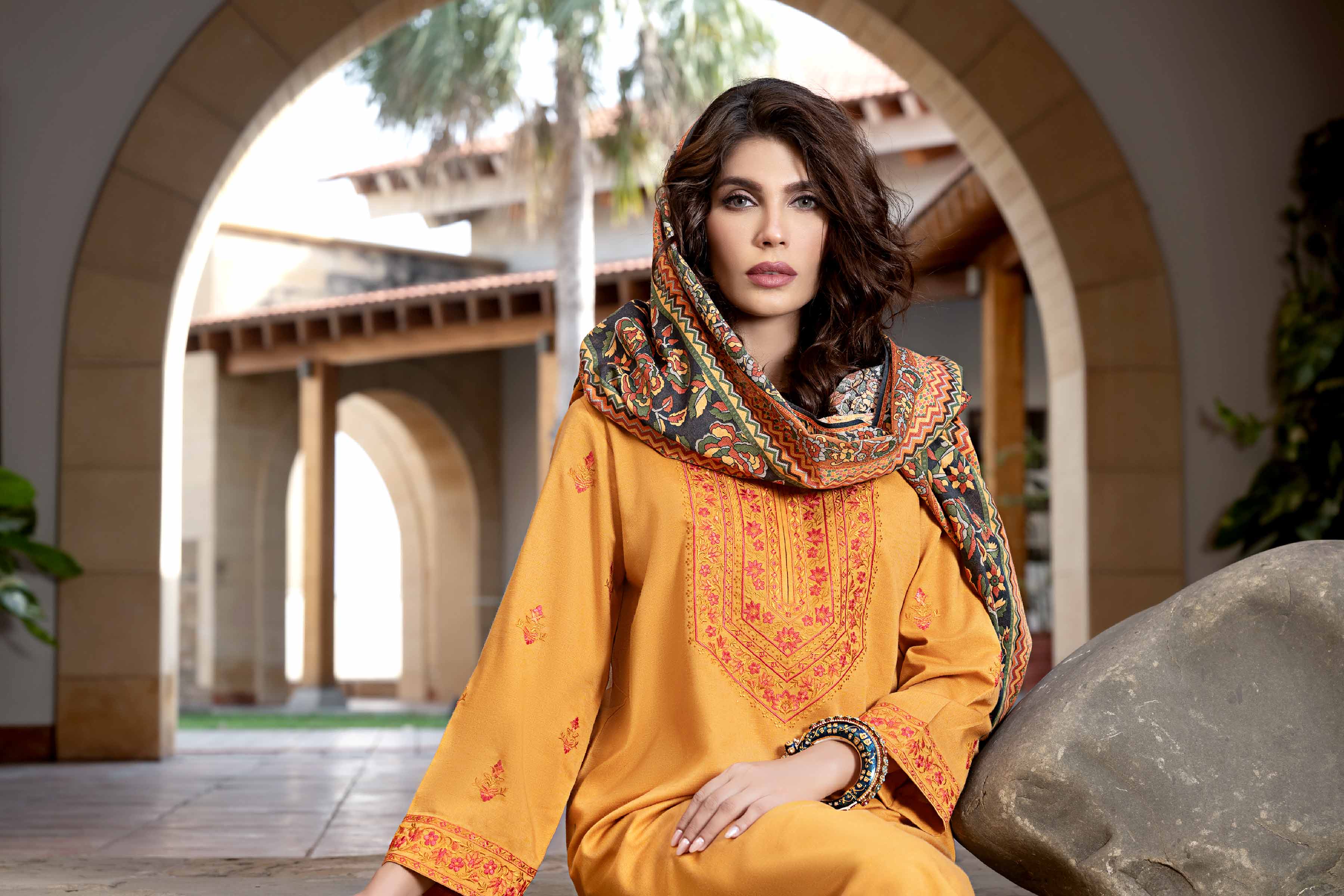 3 Piece - Printed Embroidered Suit - KFW23-72