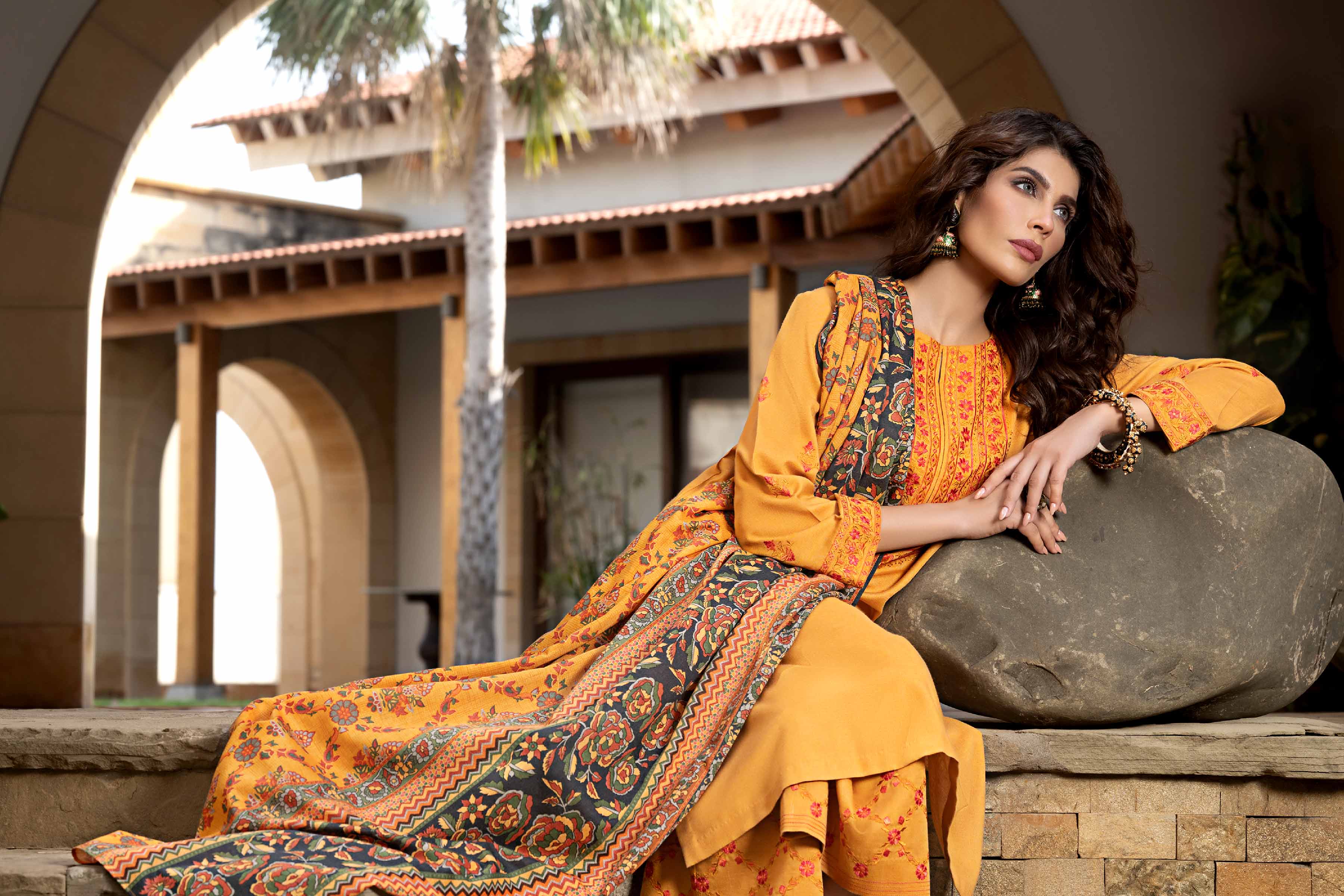 3 Piece - Printed Embroidered Suit - KFW23-72