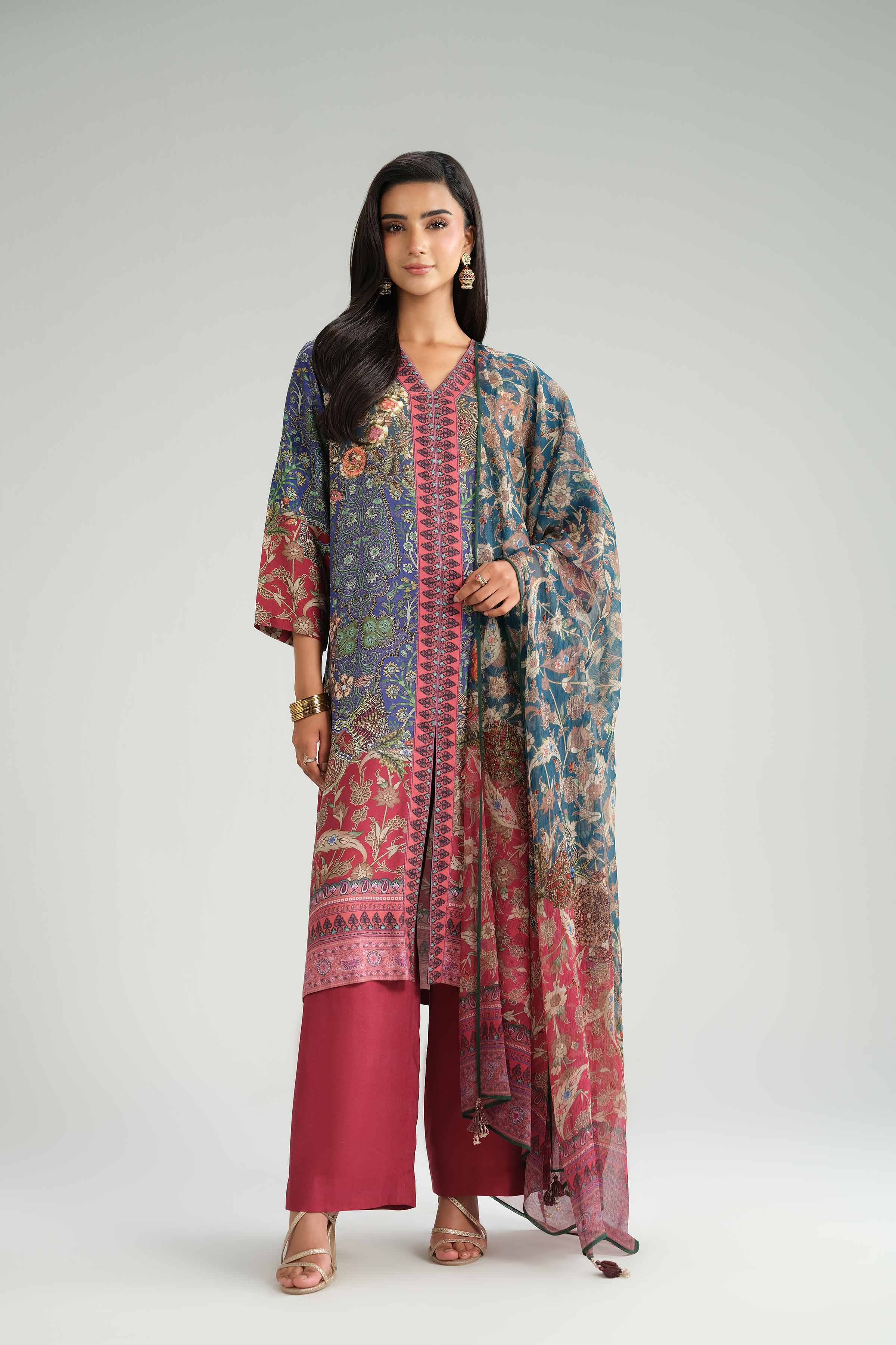 3 Piece - Printed Suit - KFW25-101 for Women - Pret Collection | Nishat | Shop Online