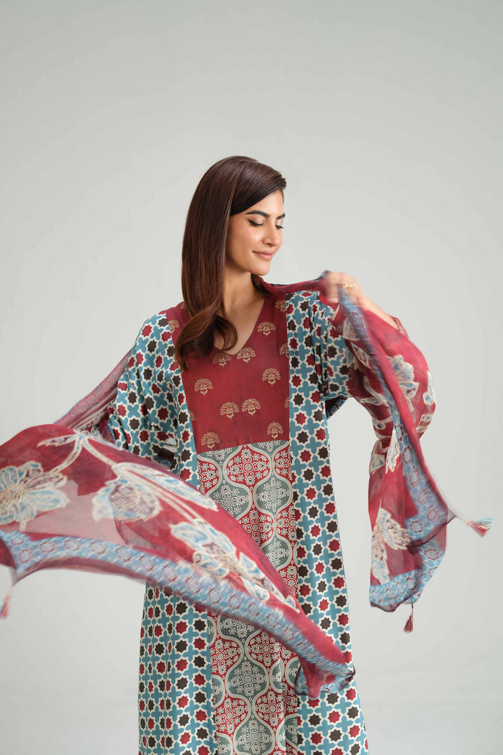 3 Piece - Printed Embroidered Suit - KFW25-80 for Women - Pret Collection | Nishat | Shop Online
