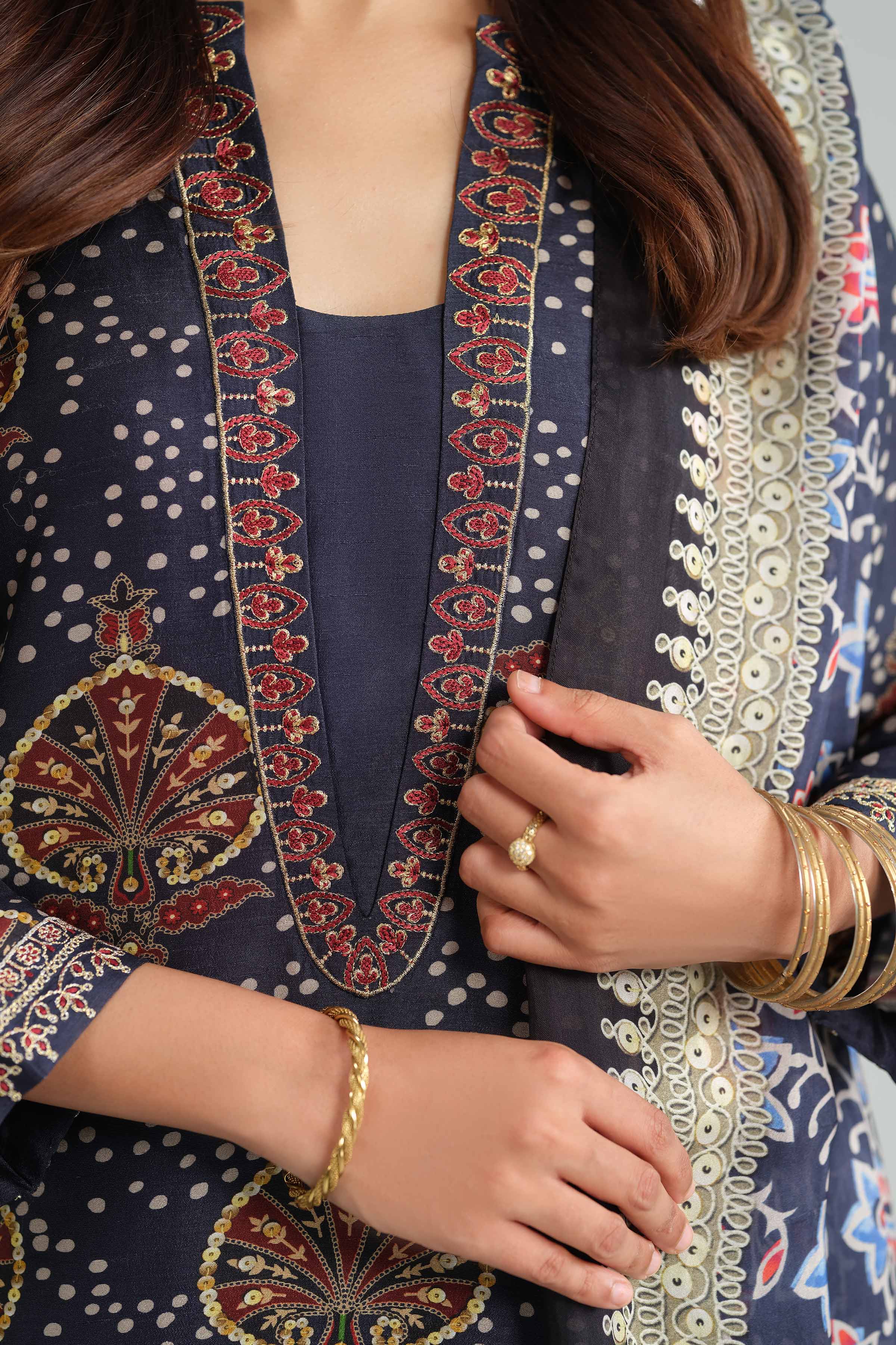 3 Piece - Printed Embroidered Suit - KFW25-81 for Women - Pret Collection | Nishat | Shop Online