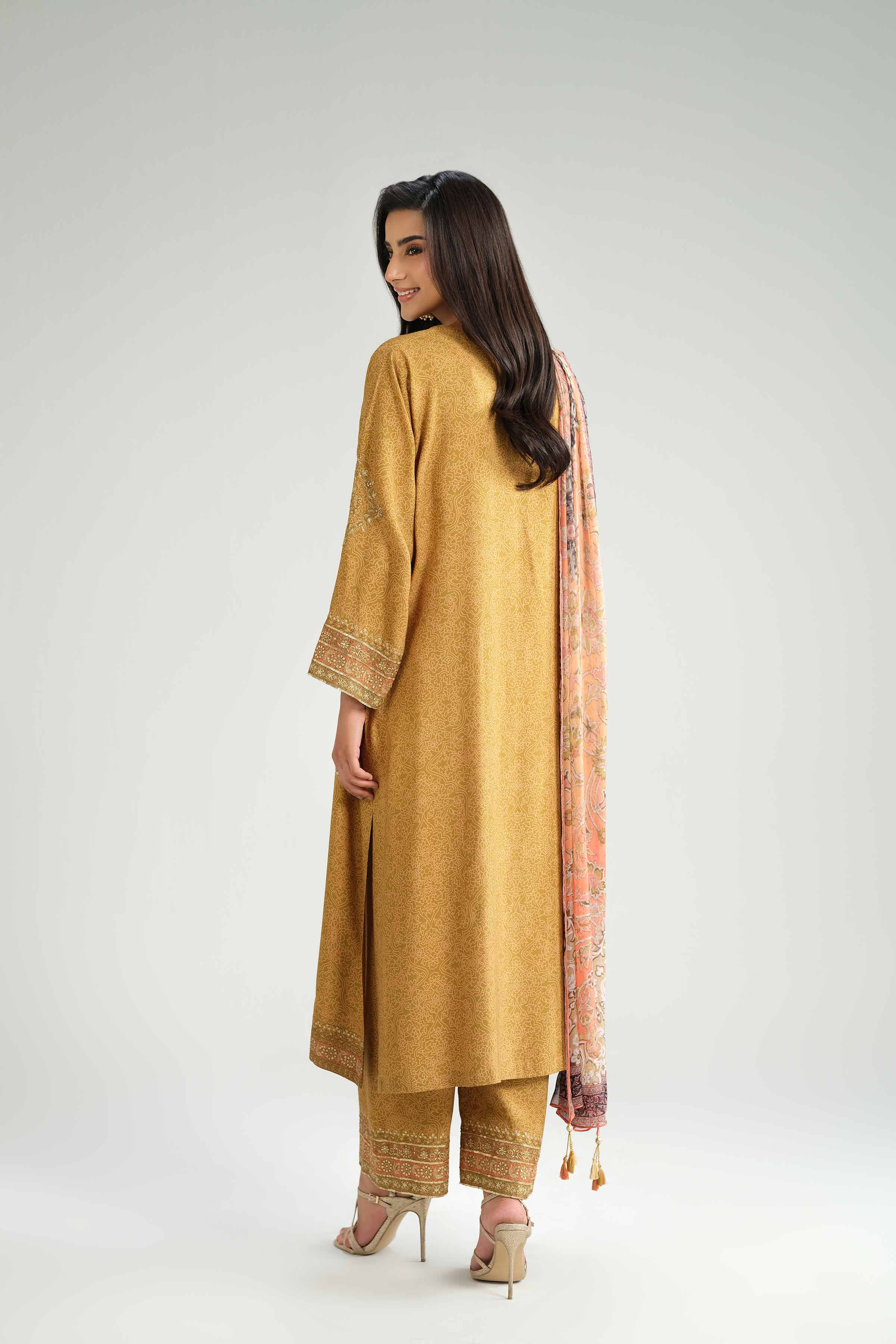 3 Piece - Printed Embroidered Suit - KFW25-82