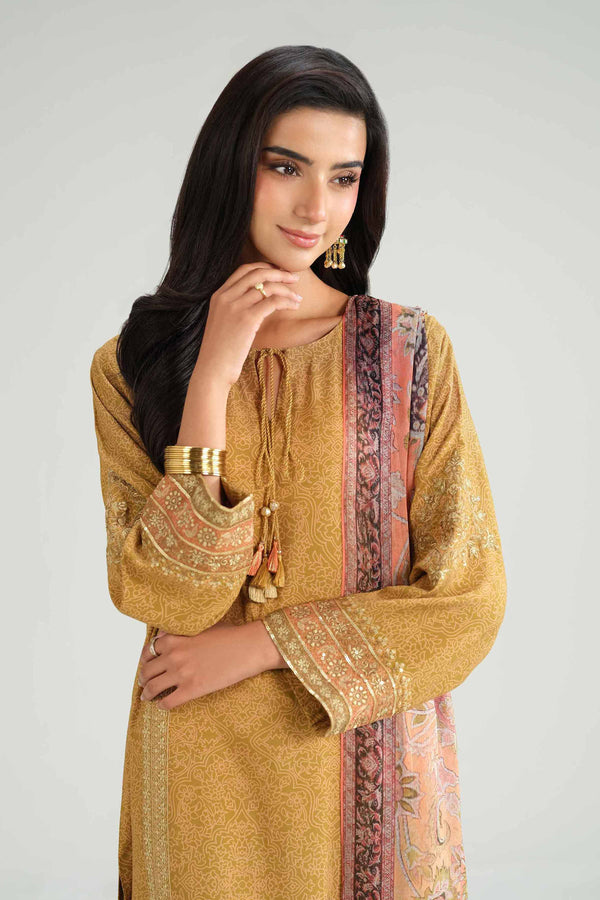 3 Piece - Printed Embroidered Suit - KFW25-82