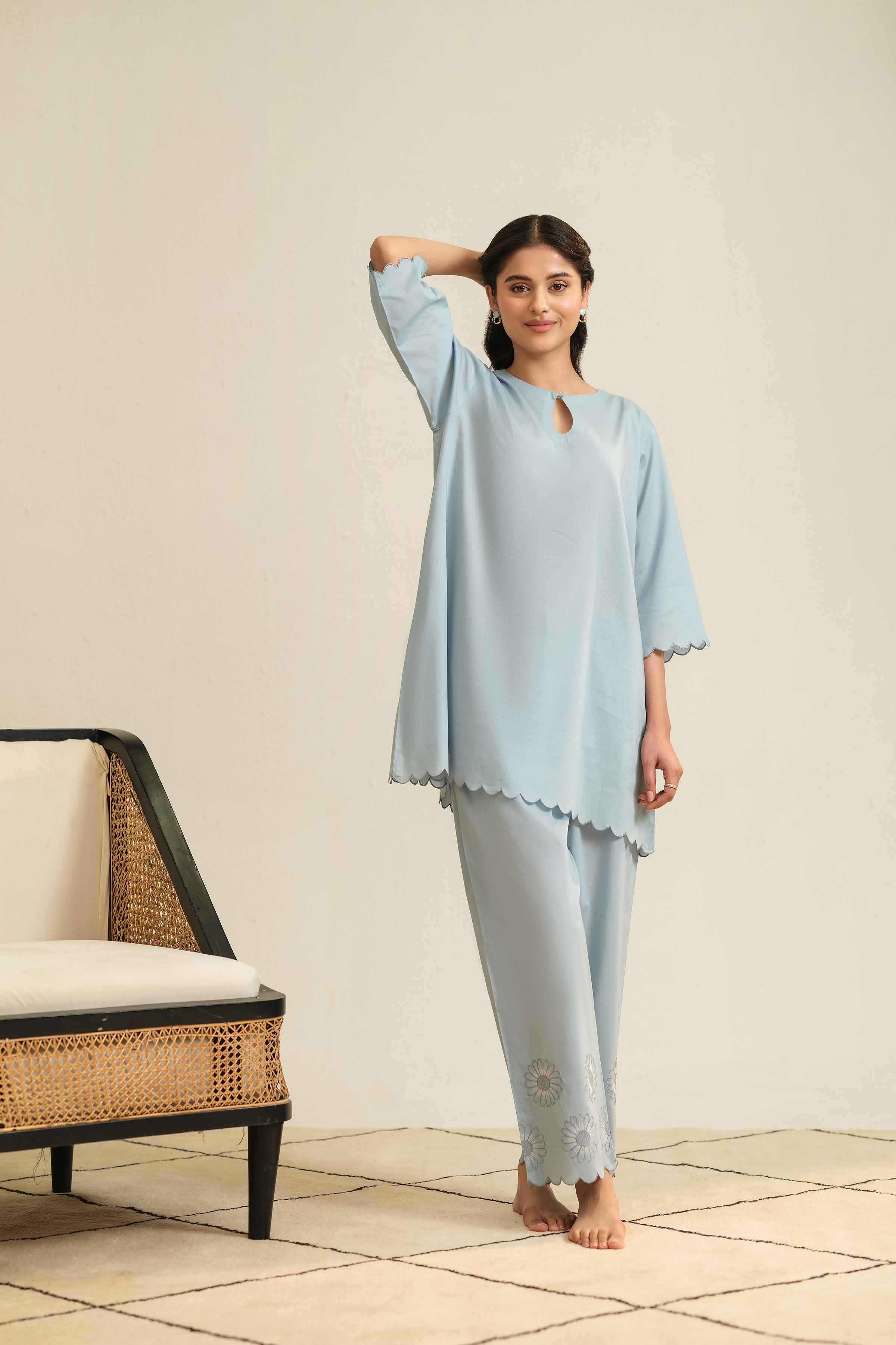 2 Piece - Embroidered Loungewear - KLS25-05
