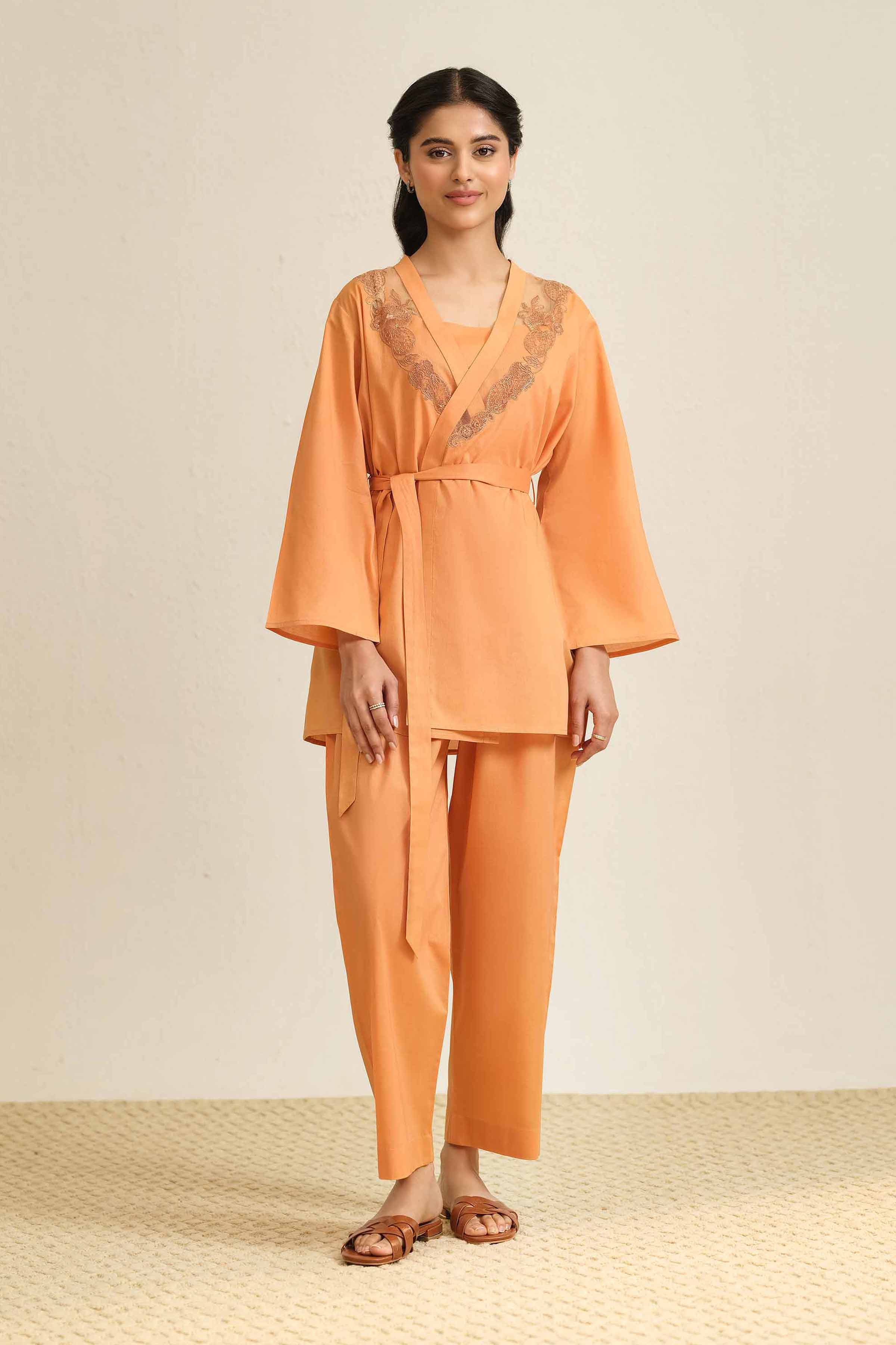 3 Piece - Embroidered Loungewear - KLS25-10