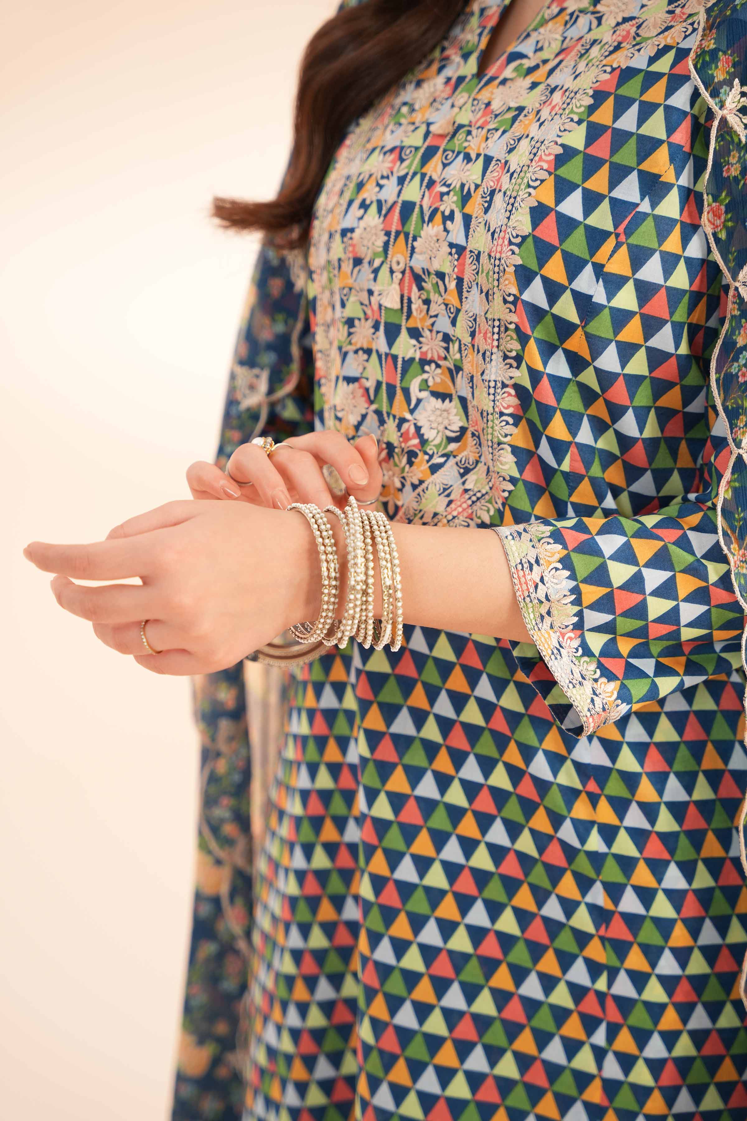 3 Piece - Printed Embroidered Suit - KPE24-17