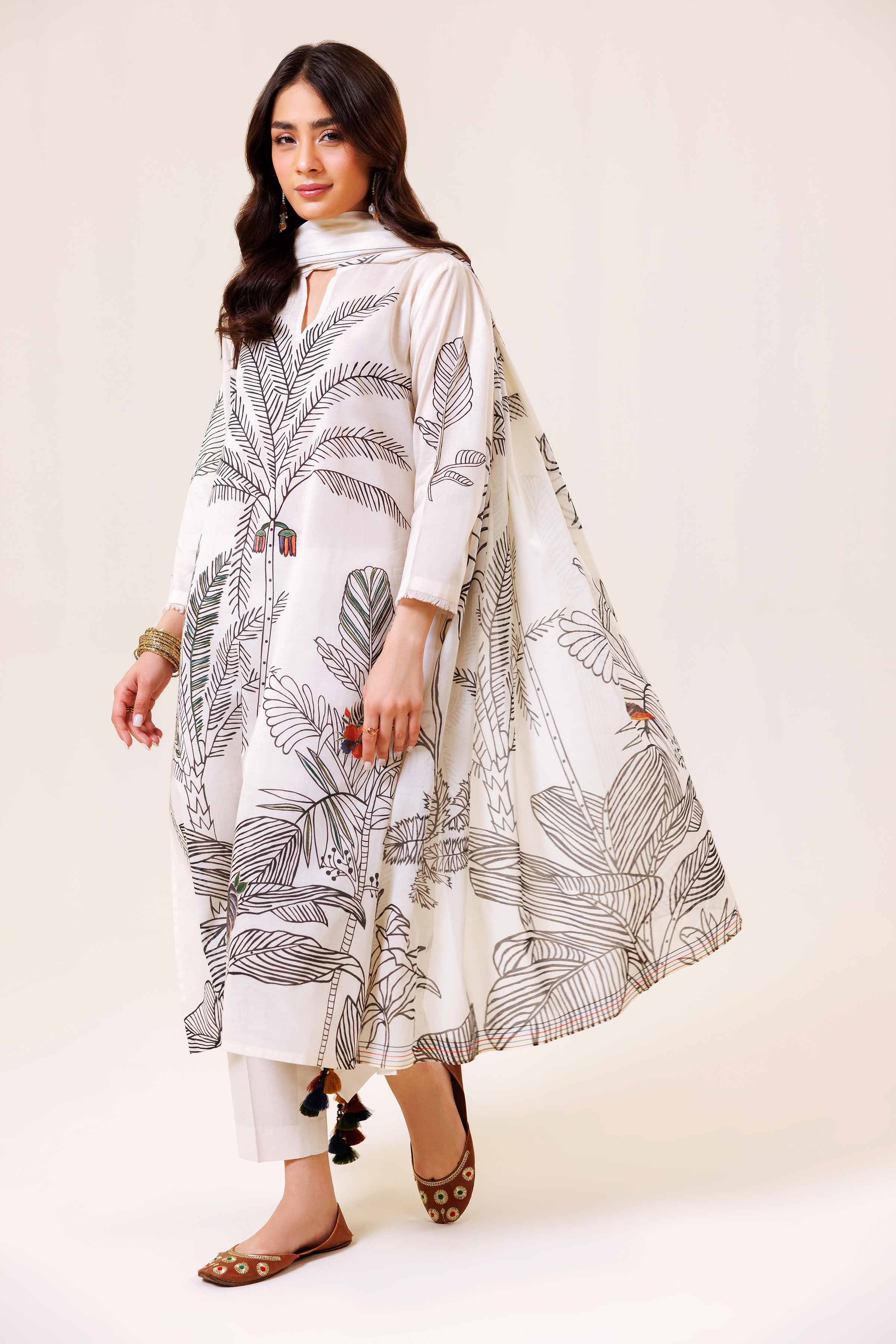 3 Piece - Printed Embroidered Suit - KPS24-25