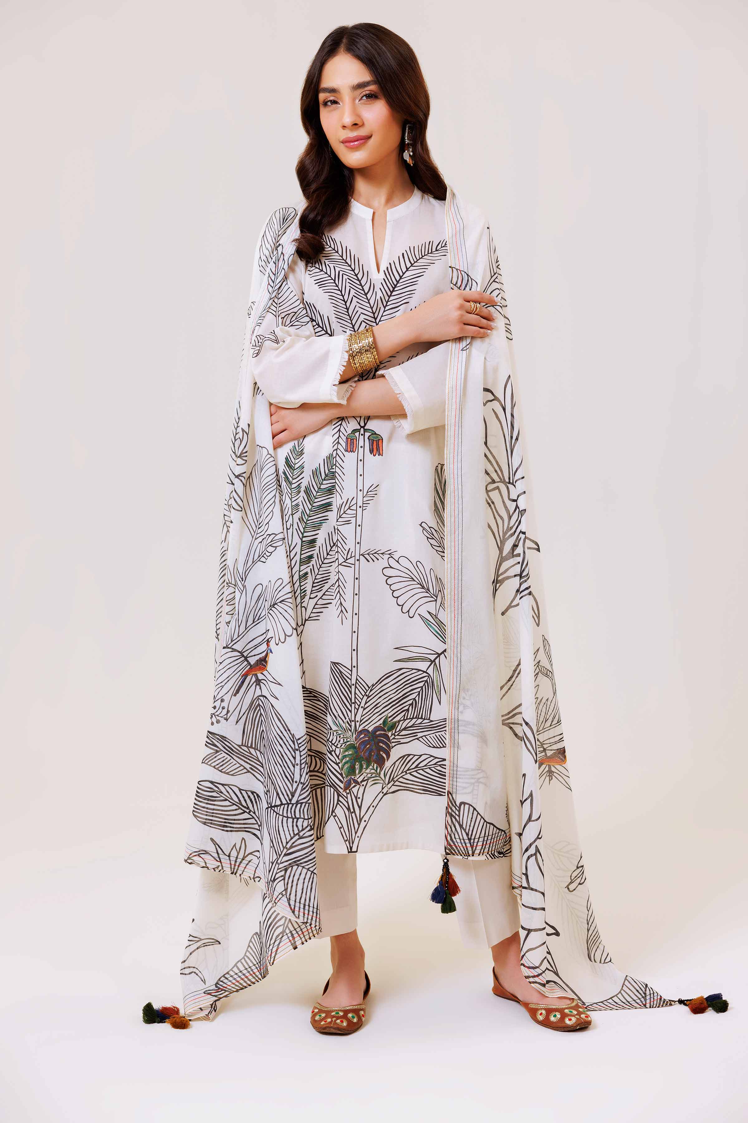 3 Piece - Printed Embroidered Suit - KPS24-25